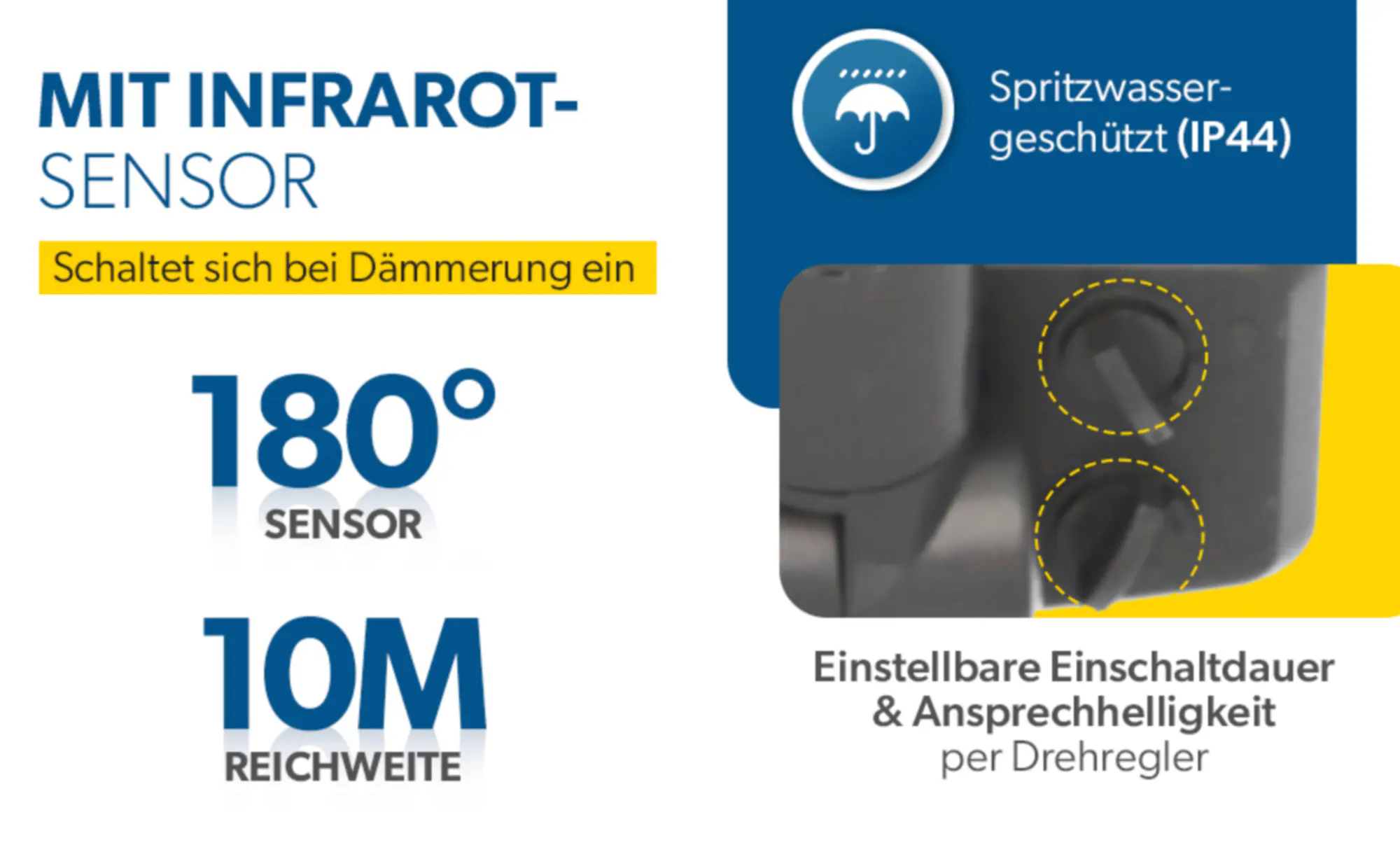 UniTec LED Strahler anthrazit mit Bewegungsmelder 35 W 4250 lm 