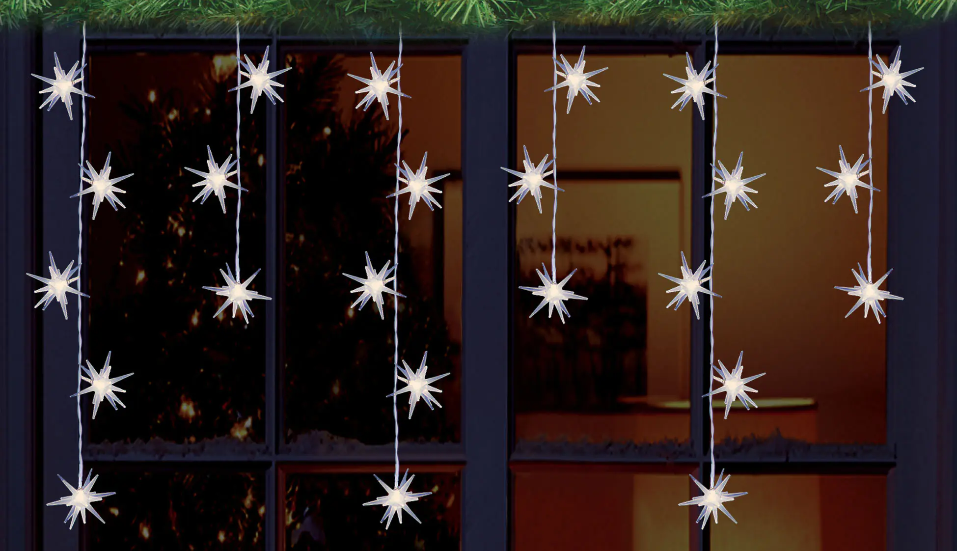 TrendLine LED-Lichtervorhang Sterne Außen 90 x 50 cm warmweiß mit Timer