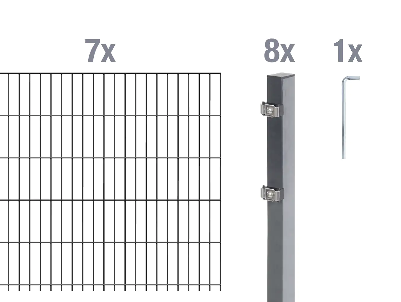 Alberts Doppelstabmatten-Grundset 14 m 200 x 80 cm 6/5/6 anthrazit
