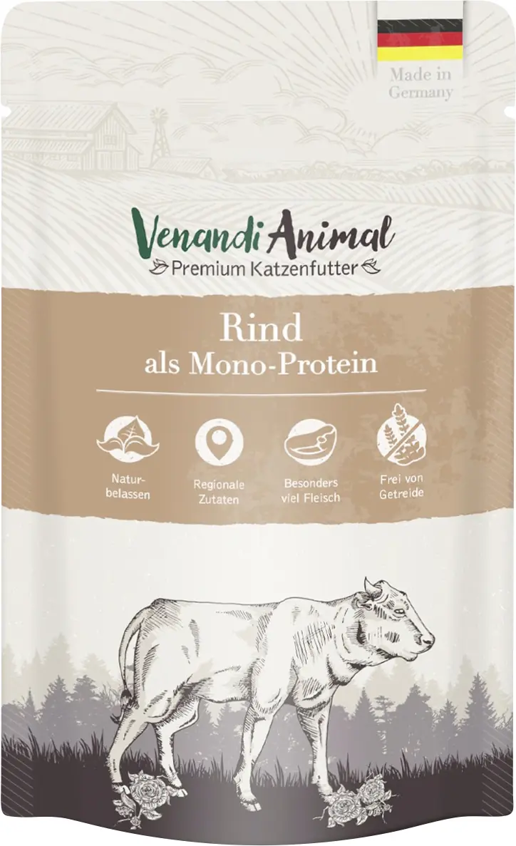 Venandi Katzennassfutter Adult getreidefrei 125 g Cat Mono Rind