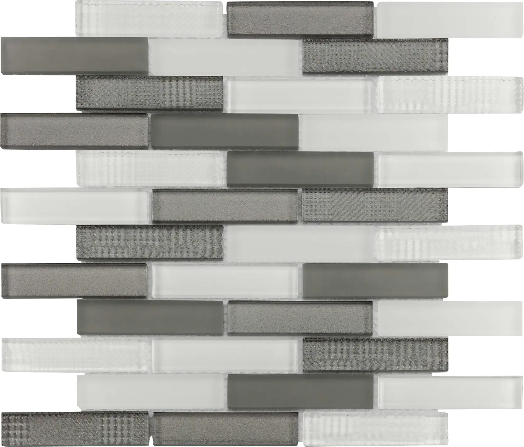 Mosaikfliese Glas Stäbchen 30 x 30 cm grau-weiß Steinmaß: ca. 9,8 x 2,4 cm