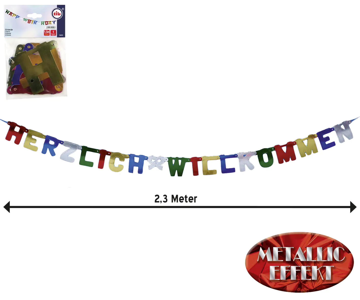 4002727140027 TIB Heyne Buchstaben Girlande Herzlich Willkommen 1 Stück