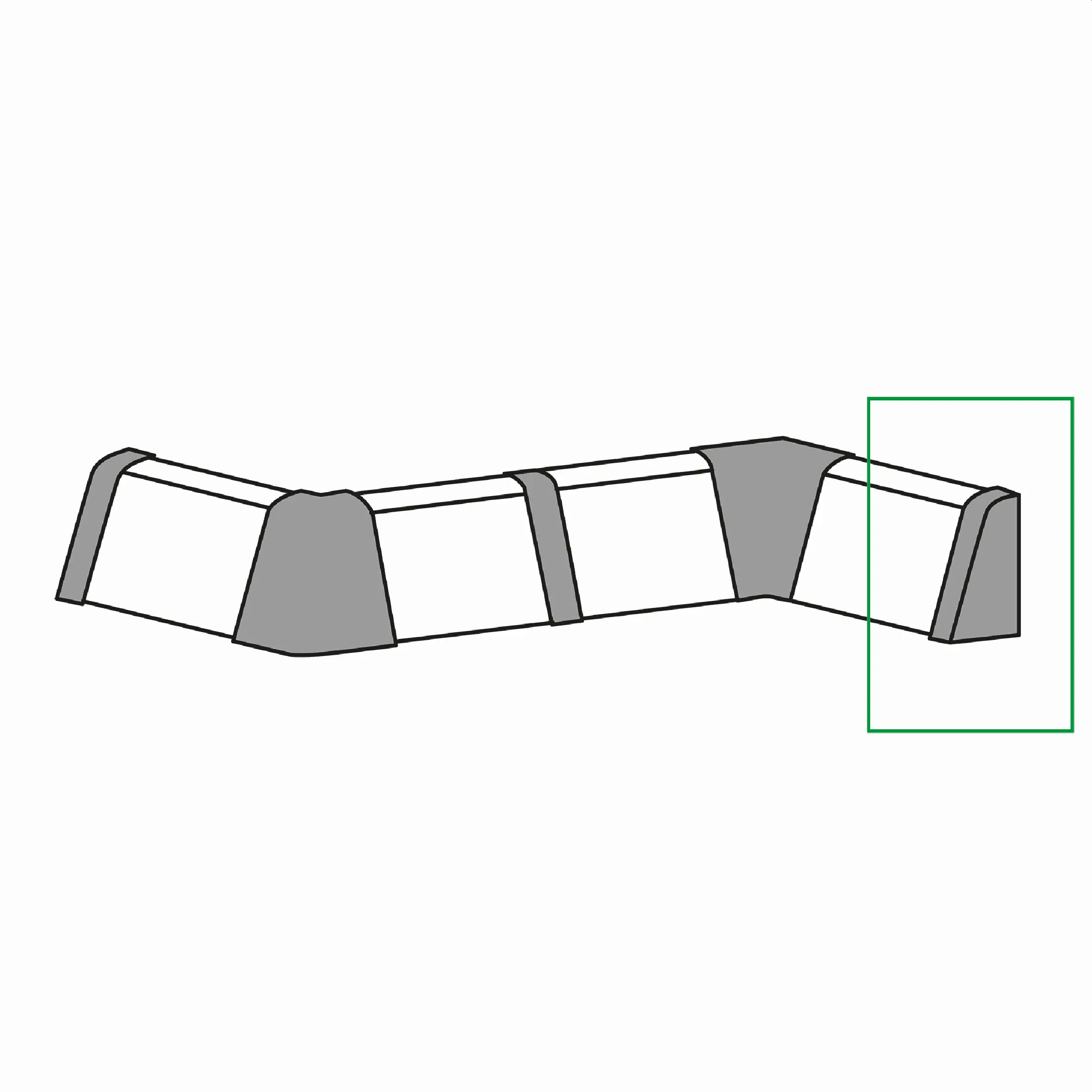 Neuhofer Endstück 10 x 20 x 60 mm Silber bedampft