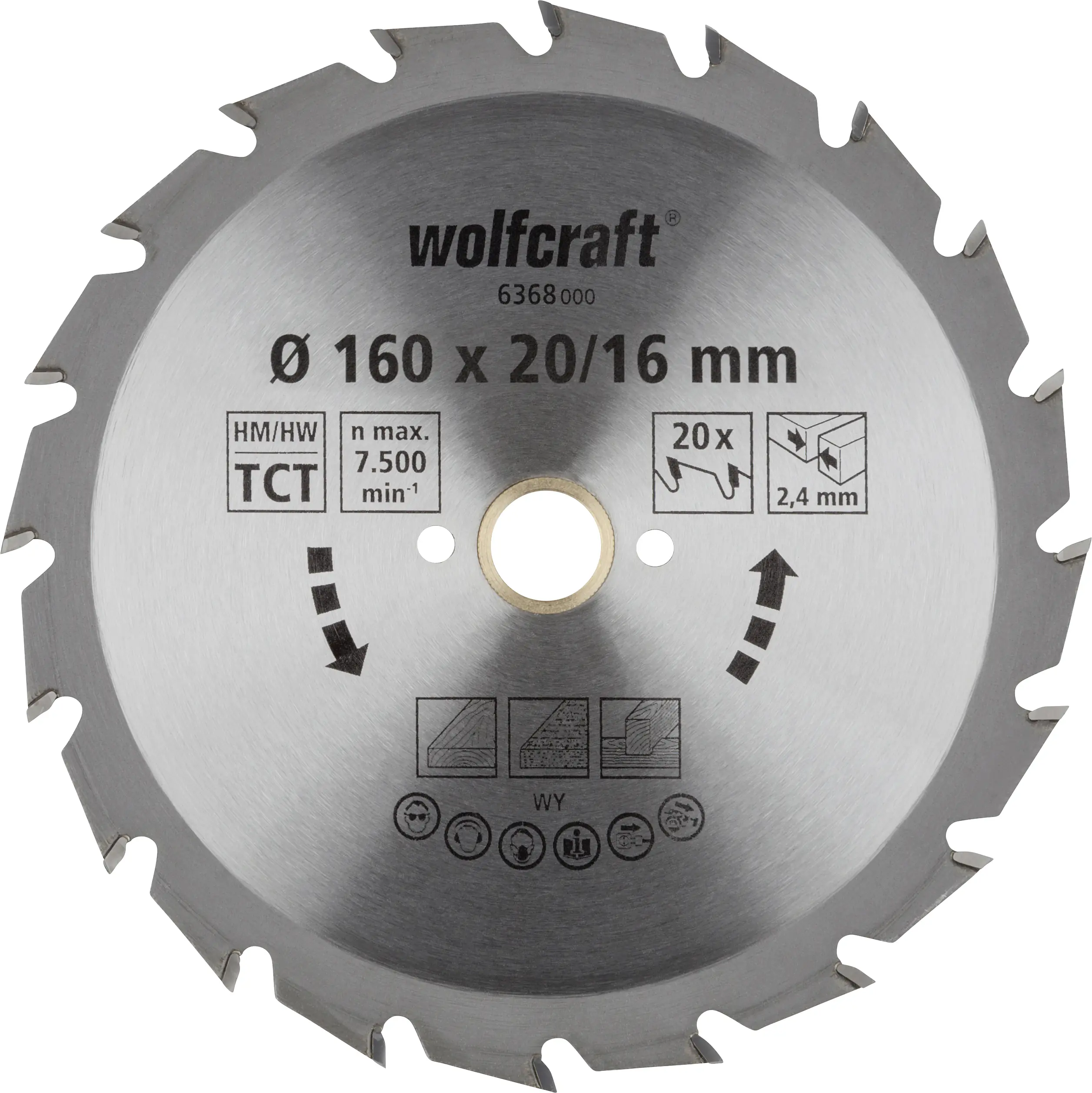 Wolfcraft Kreissägeblatt Ø 160 mm Bohrung Ø 20 mm 20 Zähne Wolfcraft Kreissägeblatt Ø 160 mm Bohrung Ø 20 mm 20 Zähne