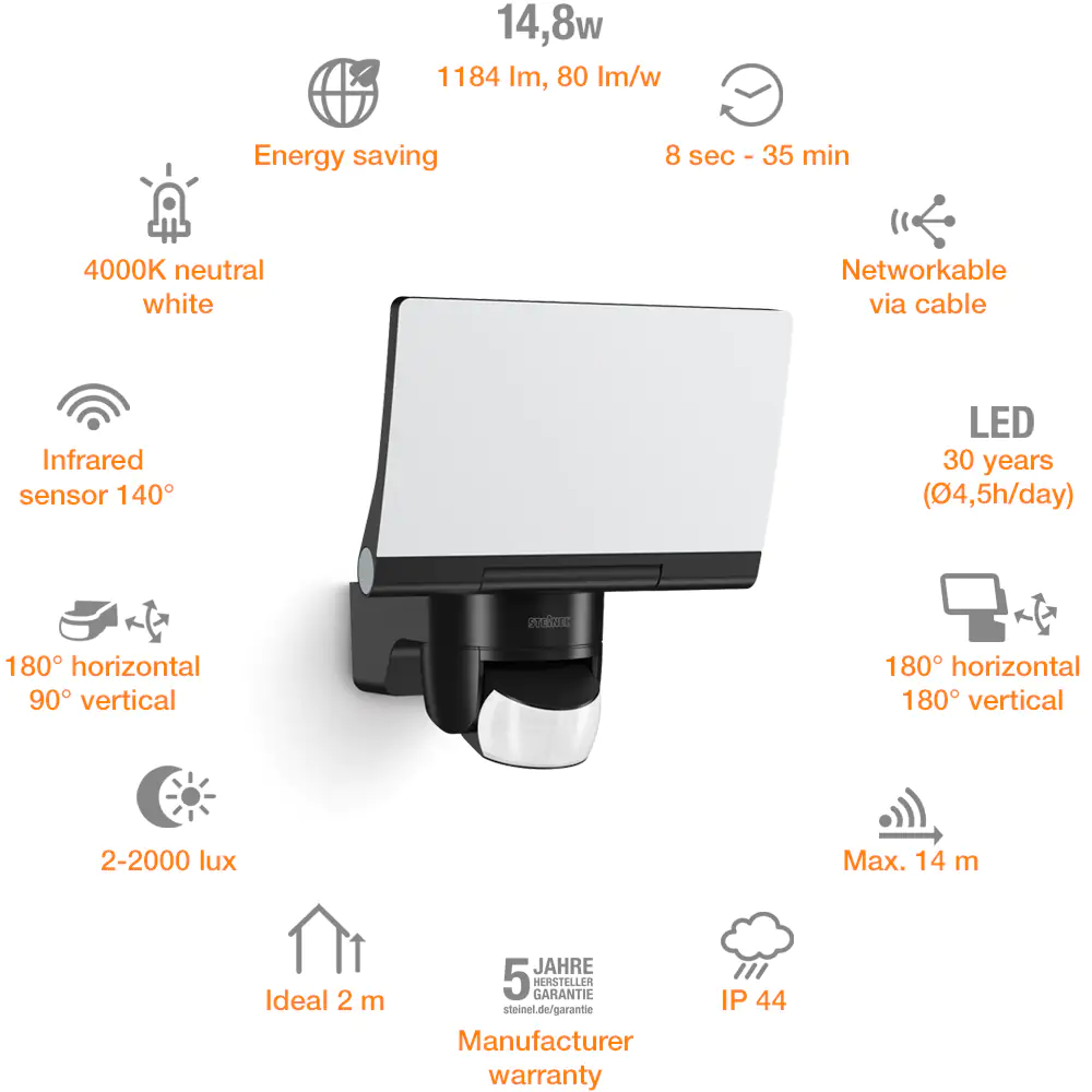 Steinel Strahler XLED Home 2 S Schwarz mit Bewegungsmelder, Sensor Steinel Strahler XLED Home 2 S Schwarz mit Bewegungsmelder, Sensor