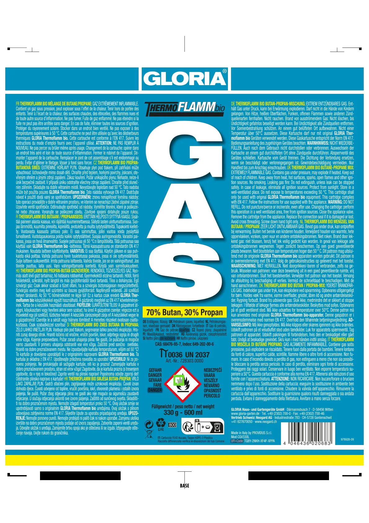 Gloria Thermoflamm bio Ersatz-Gaskartusche für Unkrautbrenner Gloria Thermoflamm bio Ersatz-Gaskartusche für Unkrautbrenner
