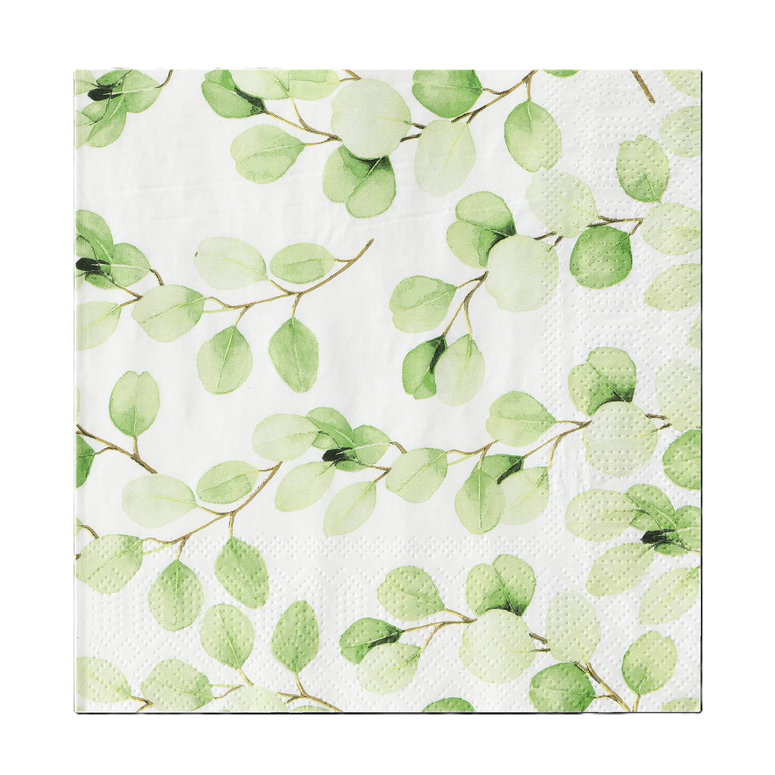 Eglo Servietten Motiv Grüne Blätter Mahuli grün weiß 17 x 17 cm - 20er Pack