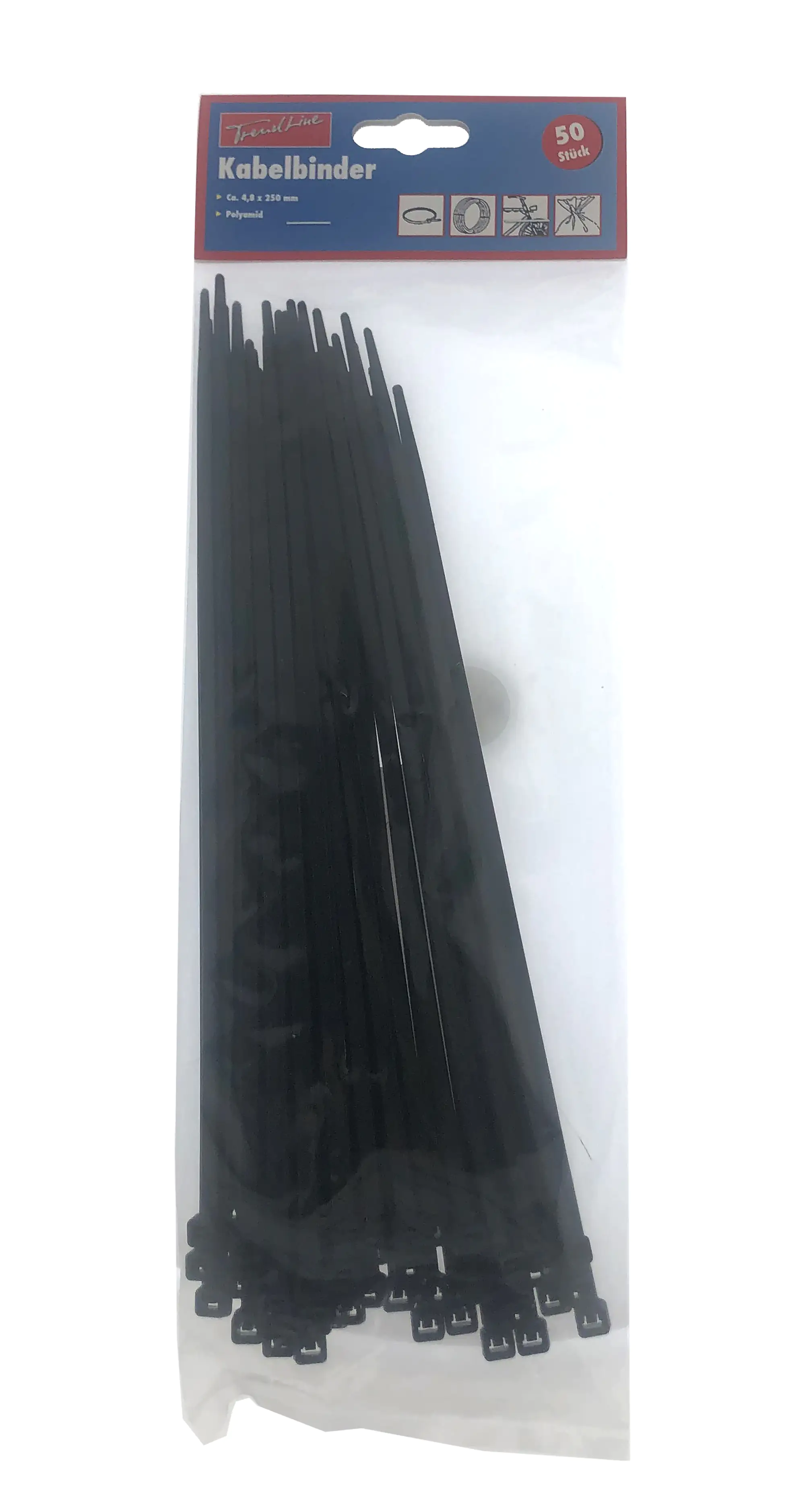 TrendLine Kabelbinder schwarz 4,8 x 250 mm, 50 Stück TrendLine Kabelbinder schwarz 4,8 x 250 mm, 50 Stück
