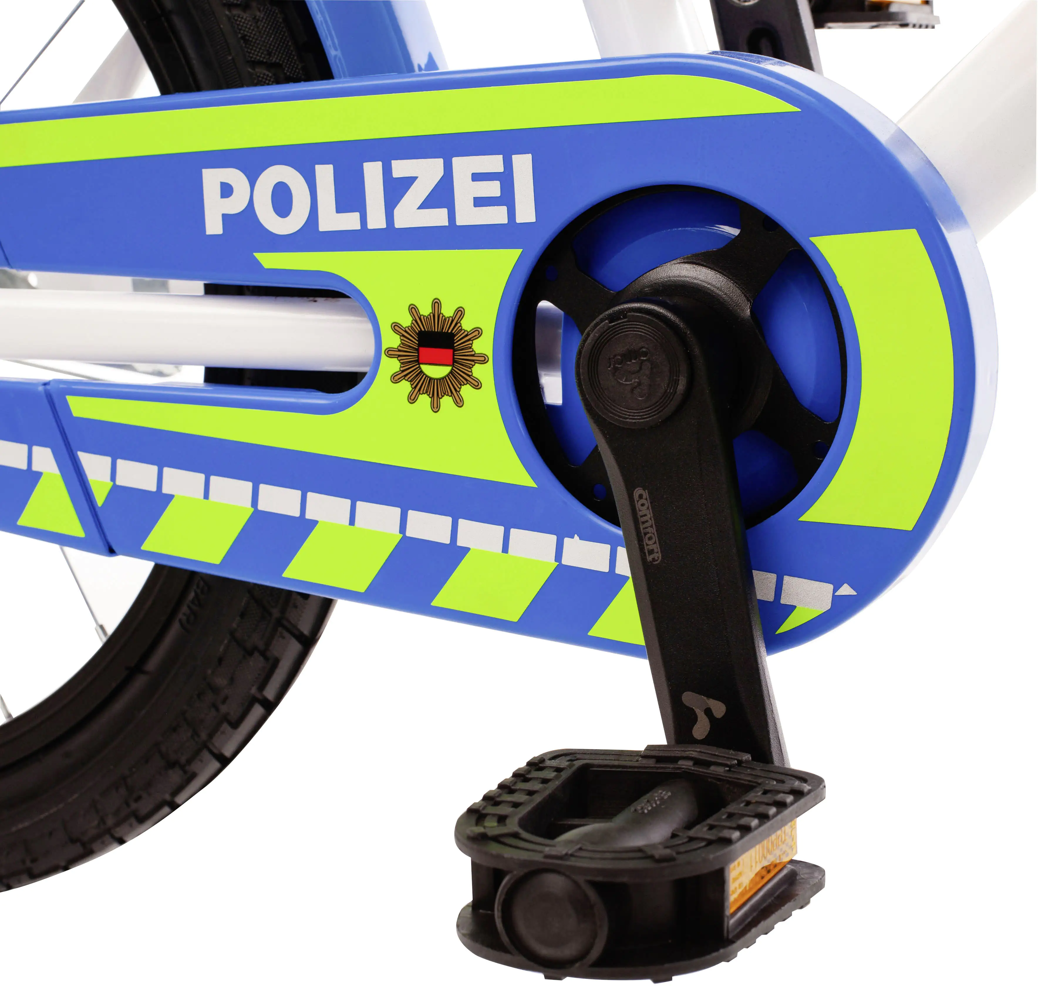 Bachtenkirch Kinderfahrrad Polizei 18 Zoll kristall-weiß/blau/neon