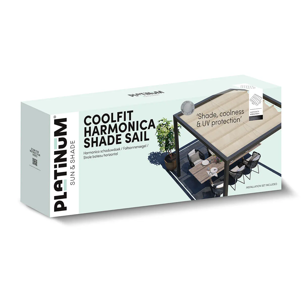 Platinum Faltsonnensegel Coolfit 2,9 x 5 m grau