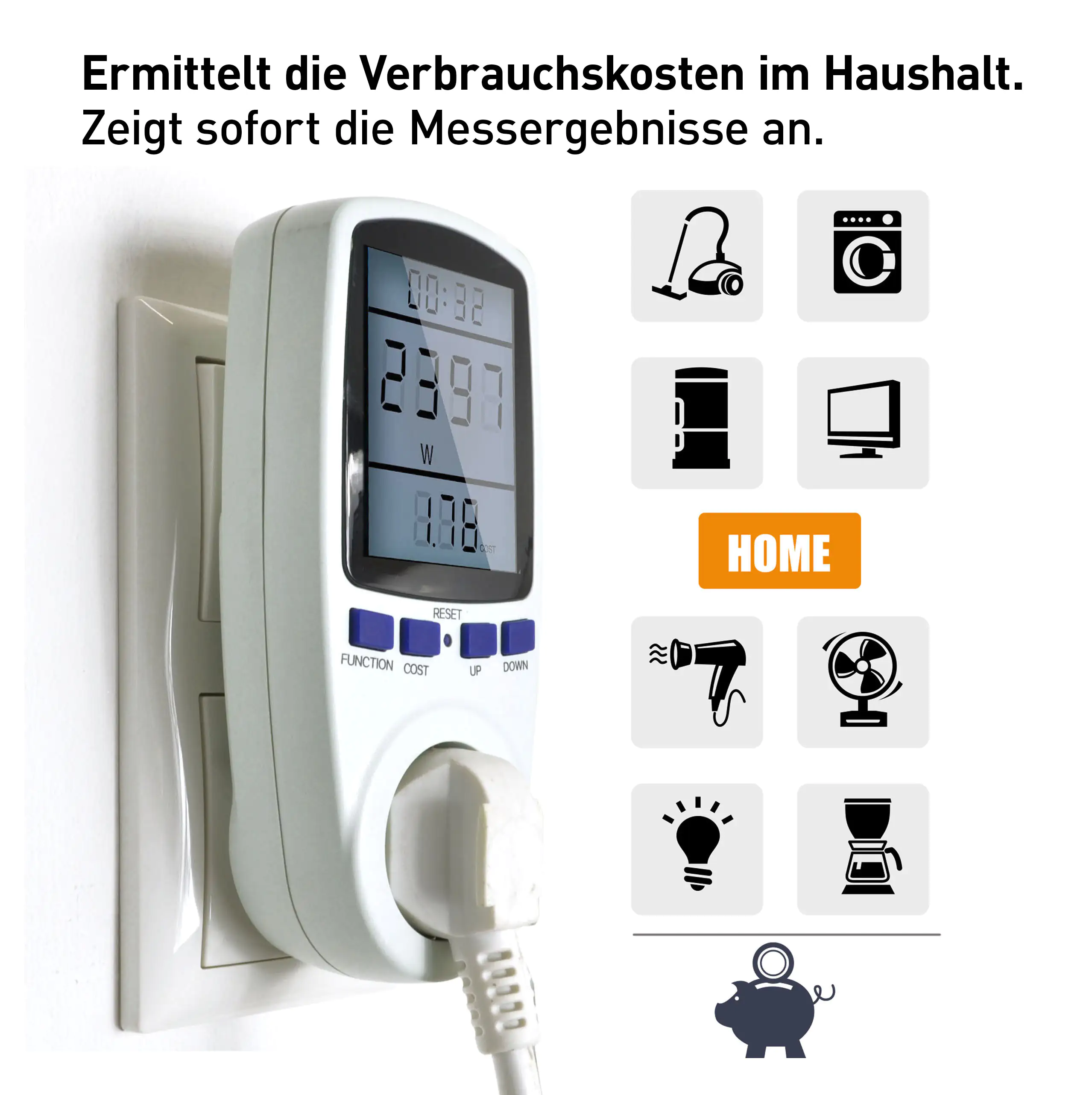 Energiekosten-Messgerät mit LCD Display Inspector III, weiß Energiekosten-Messgerät mit LCD Display Inspector III, weiß