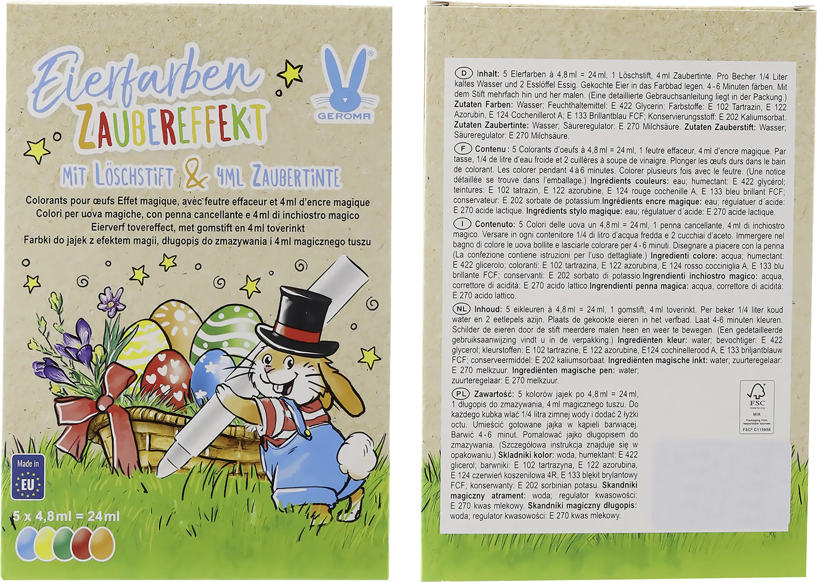 Eierfarben Zaubereffekt 5 Farben mit Zaubertinte und Löschstift  Eierfarben Zaubereffekt 5 Farben mit Zaubertinte und Löschstift