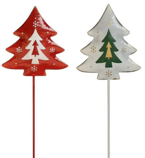 TrendLine Dekostecker Metall Tannenbaum 90 cm rot-weiß