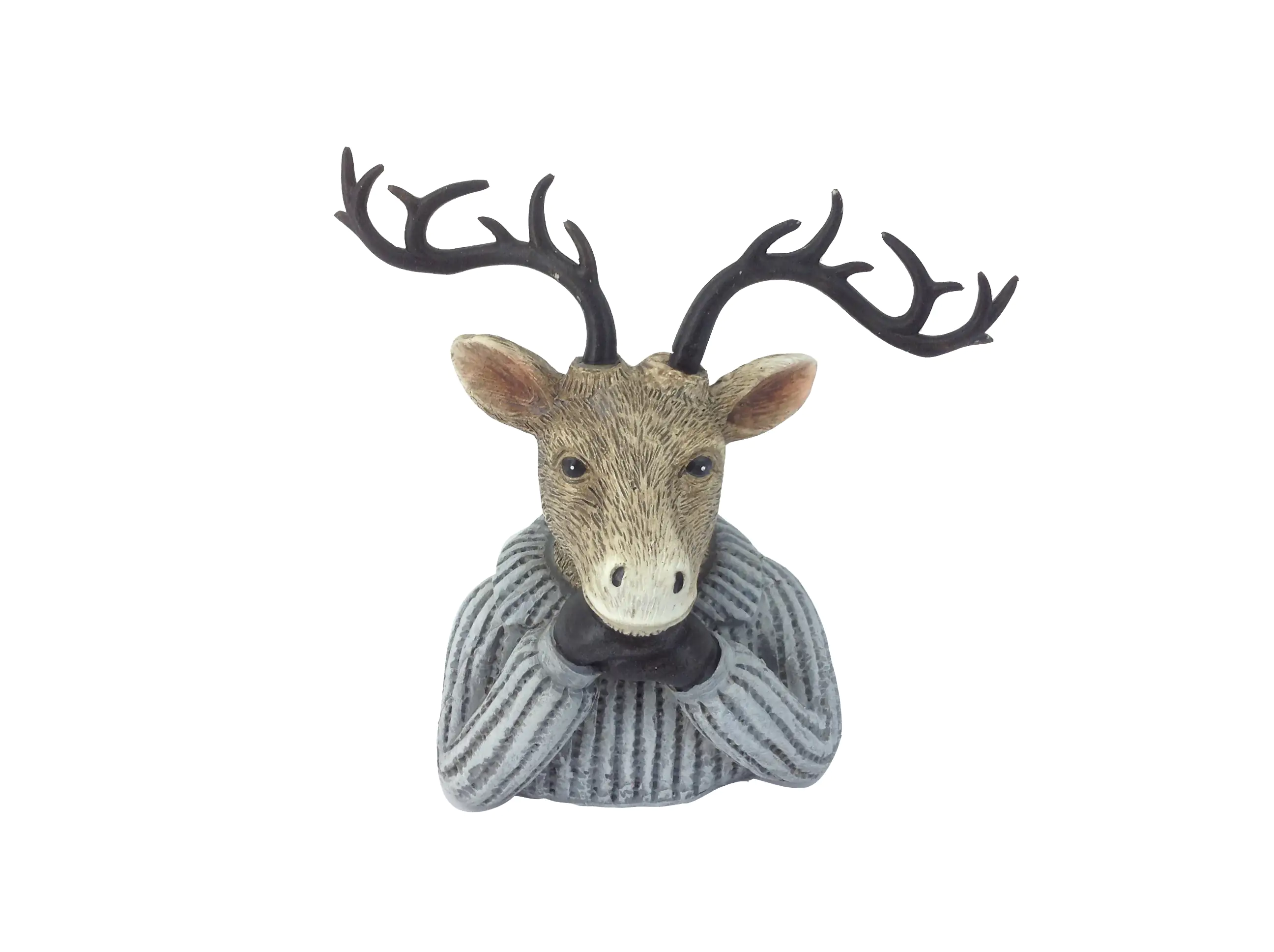 TrendLine Dekofigur Rentier mit Pullover 14 x 11 cm grau