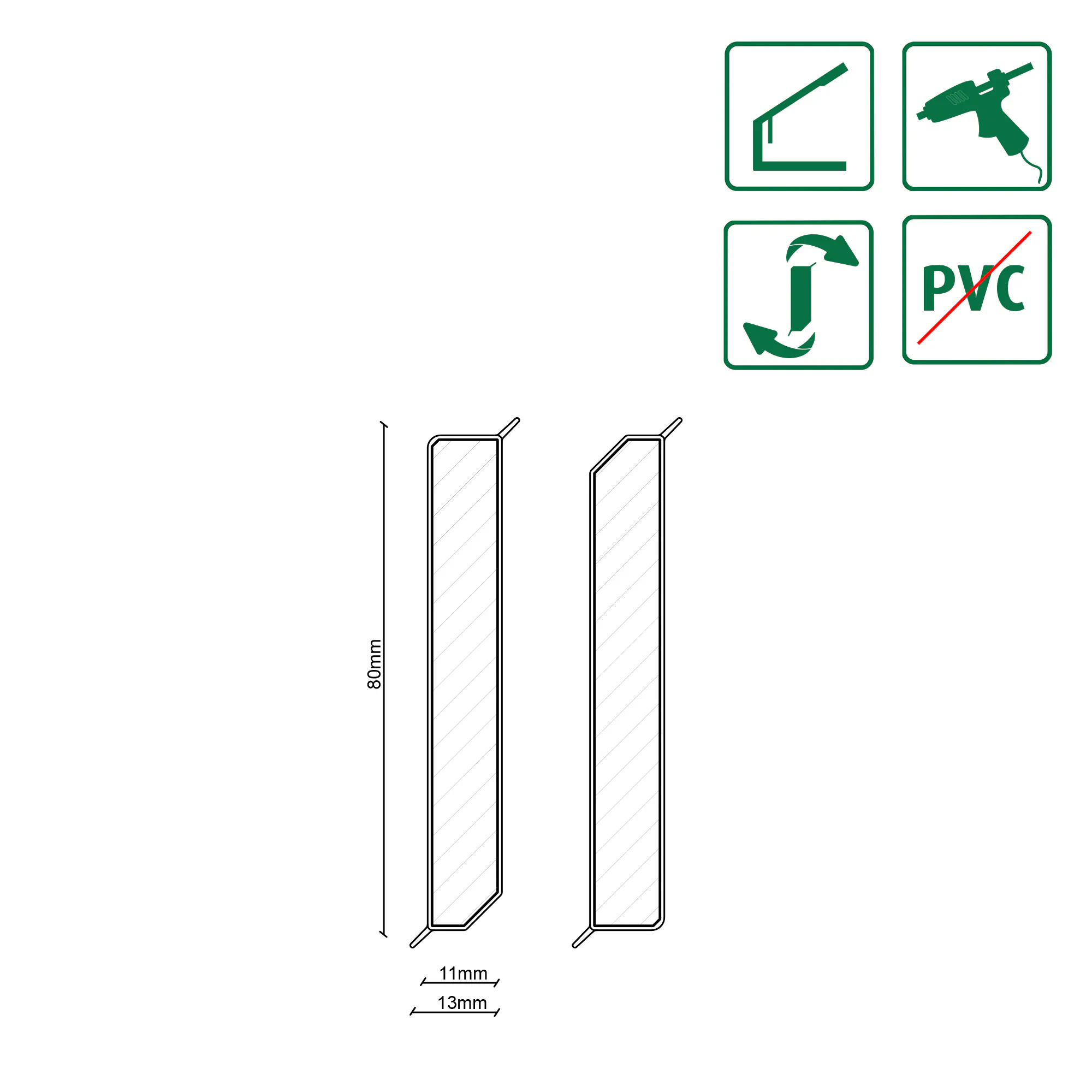 Neuhofer Fußleiste 240 cm x 80 x 13 mm fenstergrau