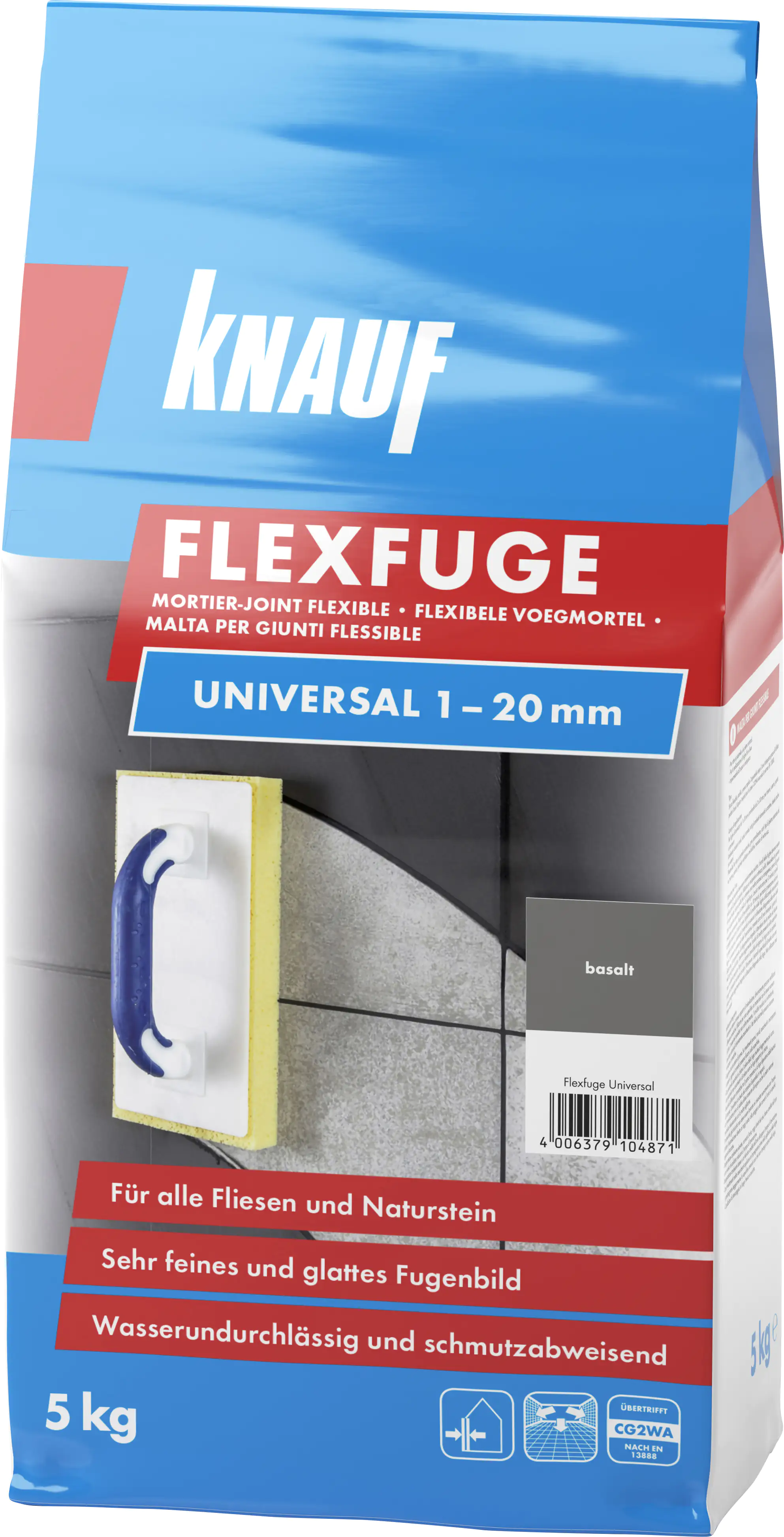 4006379104871 Knauf Fugenmörtel Flexfuge Universal 1 - 20 mm basalt 5 kg