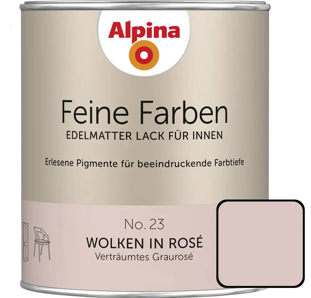 Alpina Feine Farben Lack No. 23 Wolken in Rosé  graurosé edelmatt 750 ml Alpina Feine Farben Lack No. 23 Wolken in Rosé  graurosé edelmatt 750 ml