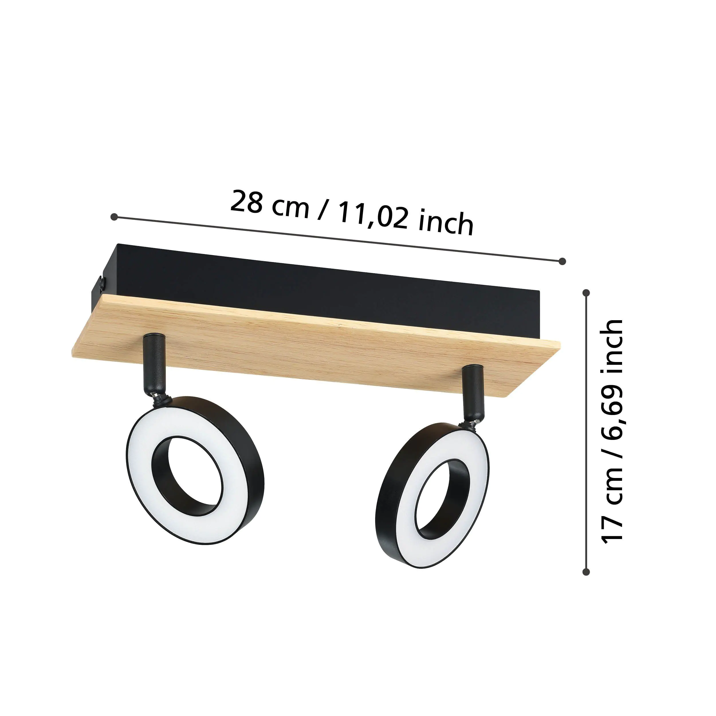 Eglo 2er Spot Rielves braun schwarz 28 x 7 cm Eglo 2er Spot Rielves braun schwarz 28 x 7 cm