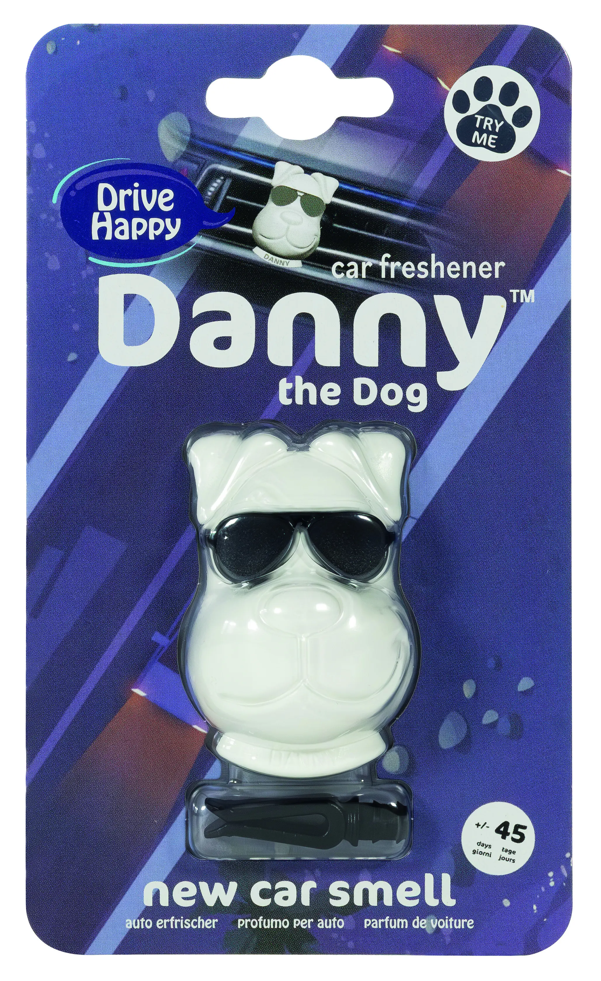 Danny the Dog Lufterfrischer Clip New Car Smell weiß