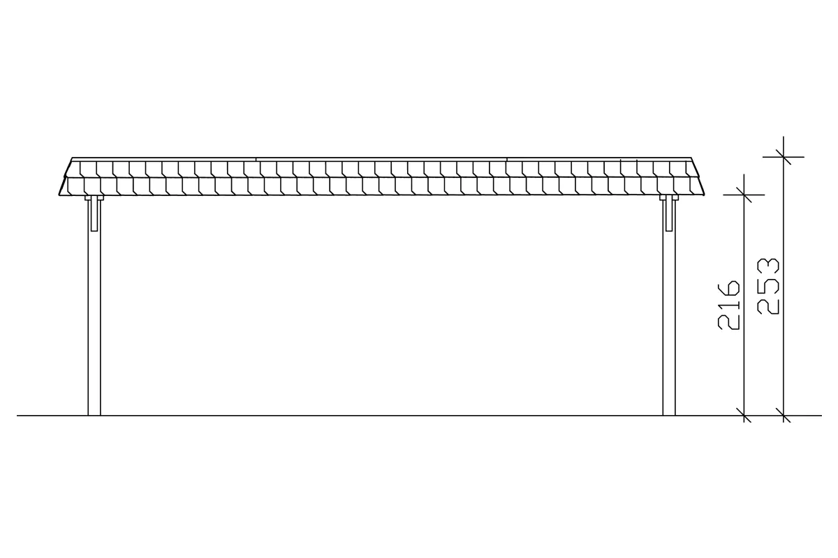 4018211026142_05 SKAN HOLZ Carport Wendland 630 x 879 cm mit EPDM-Dach, rote Blende