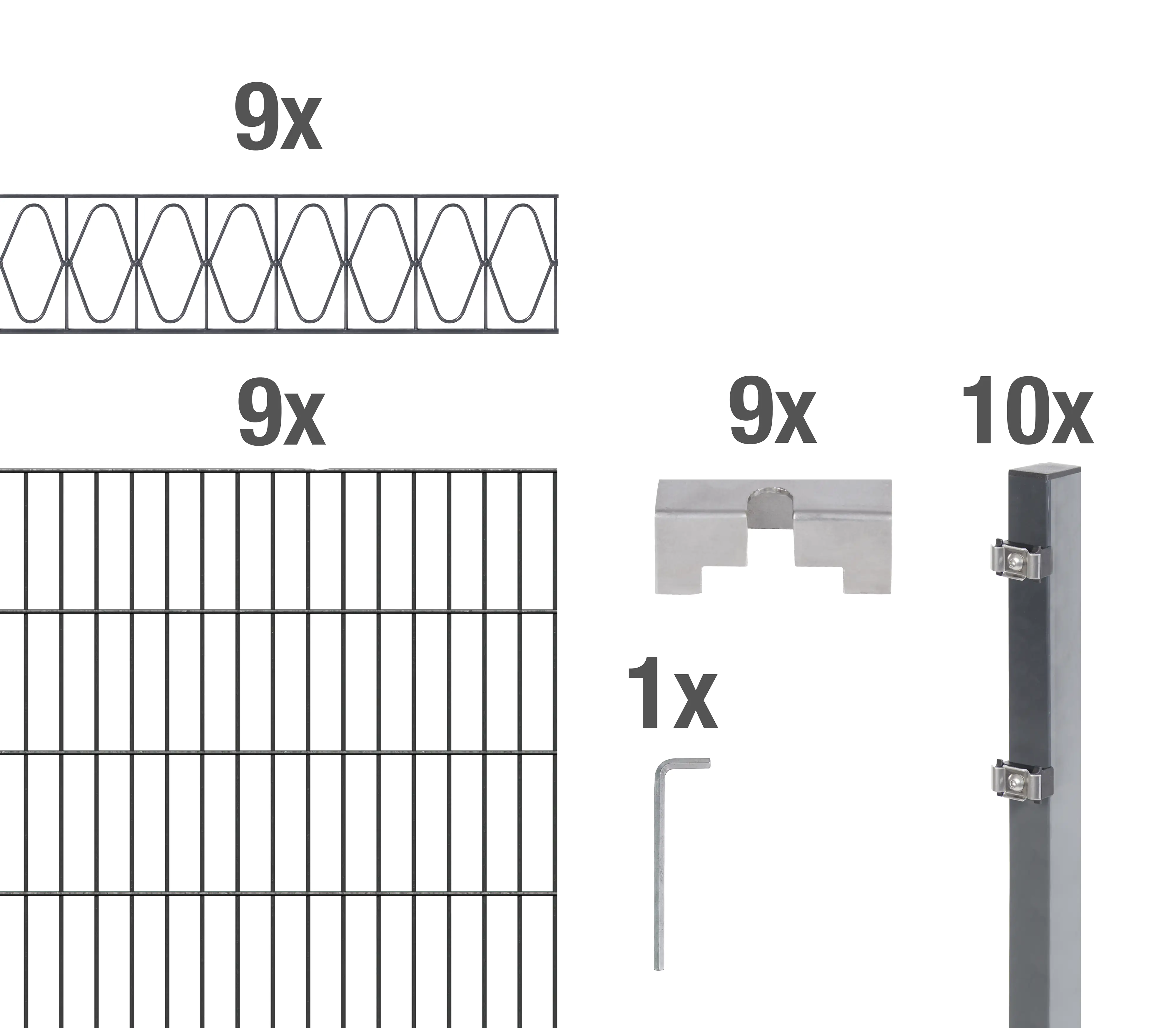 Alberts Doppelstabmatten-Grundset Eleganz 200 x 160 cm 18 m anthrazit
