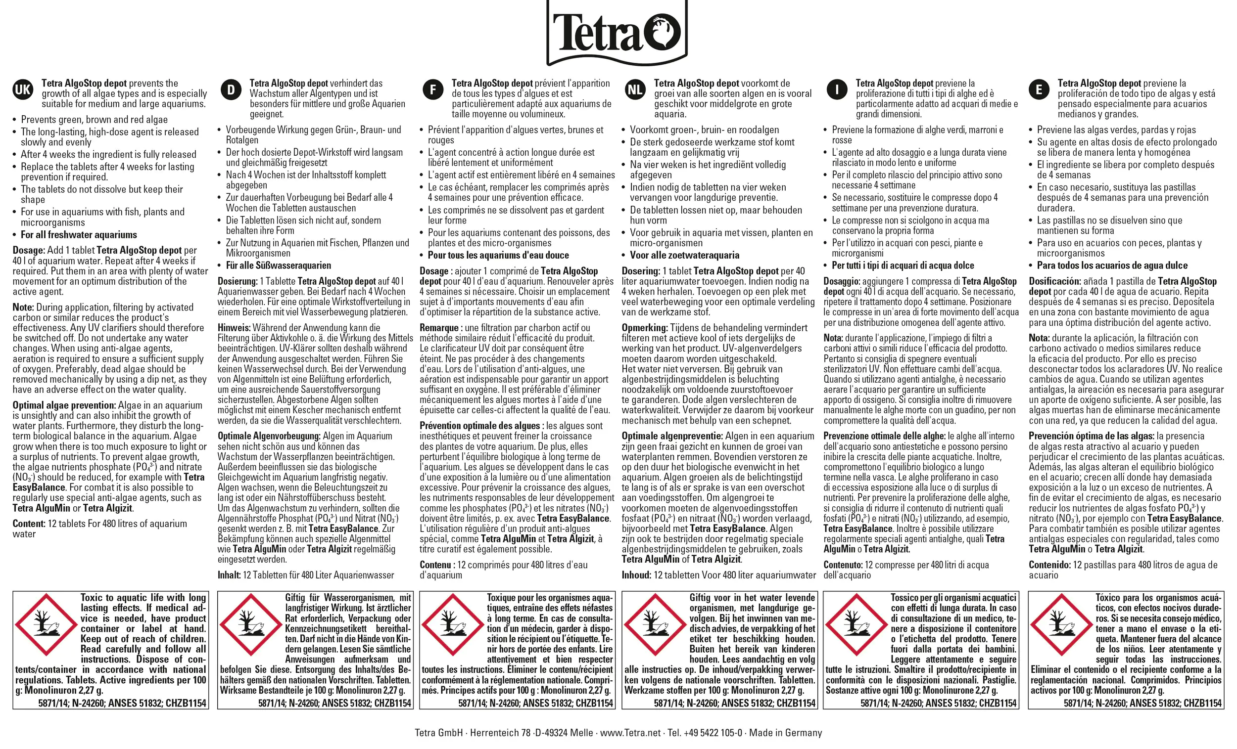 Tetra AlgoStop Depot 12 Tabletten