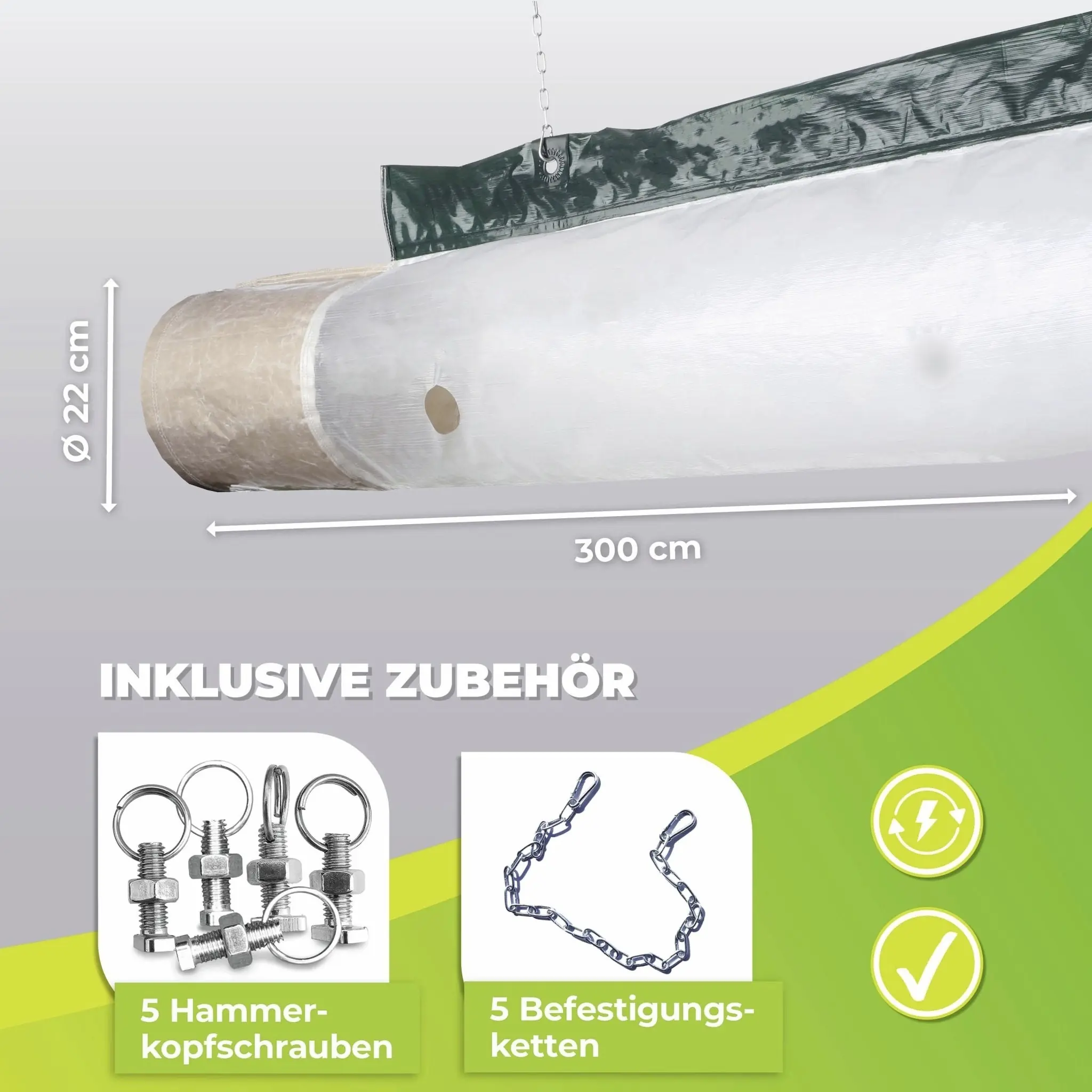 BioGreen Energiesparschlauch für Gewächshausheizung Phoenix transparent Ø 22 x 300 cm