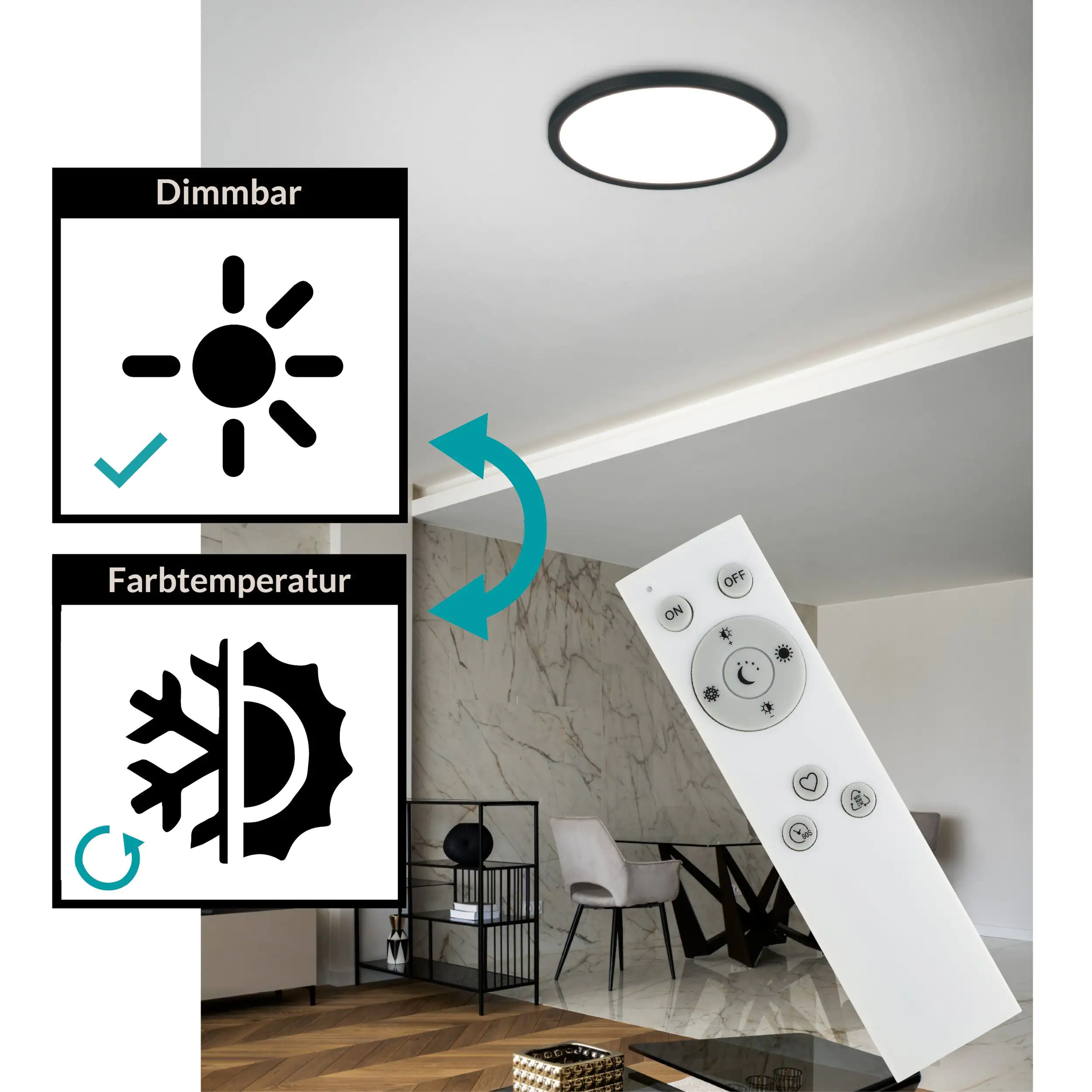 Eglo LED Deckenleuchte Campaspero schwarz weiß Ø 29,5 cm Eglo LED Deckenleuchte Campaspero schwarz weiß Ø 29,5 cm