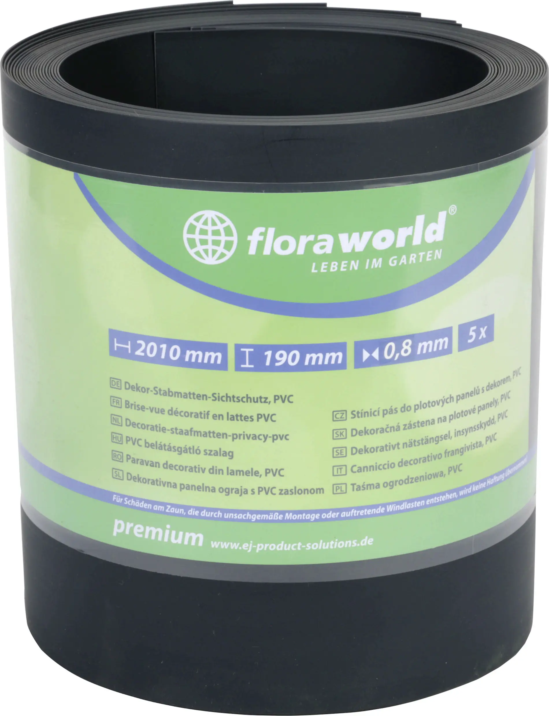 Floraworld Sichtschutzstreifen Smooth 201,5 x 19 cm anthrazit - 5 Stk.