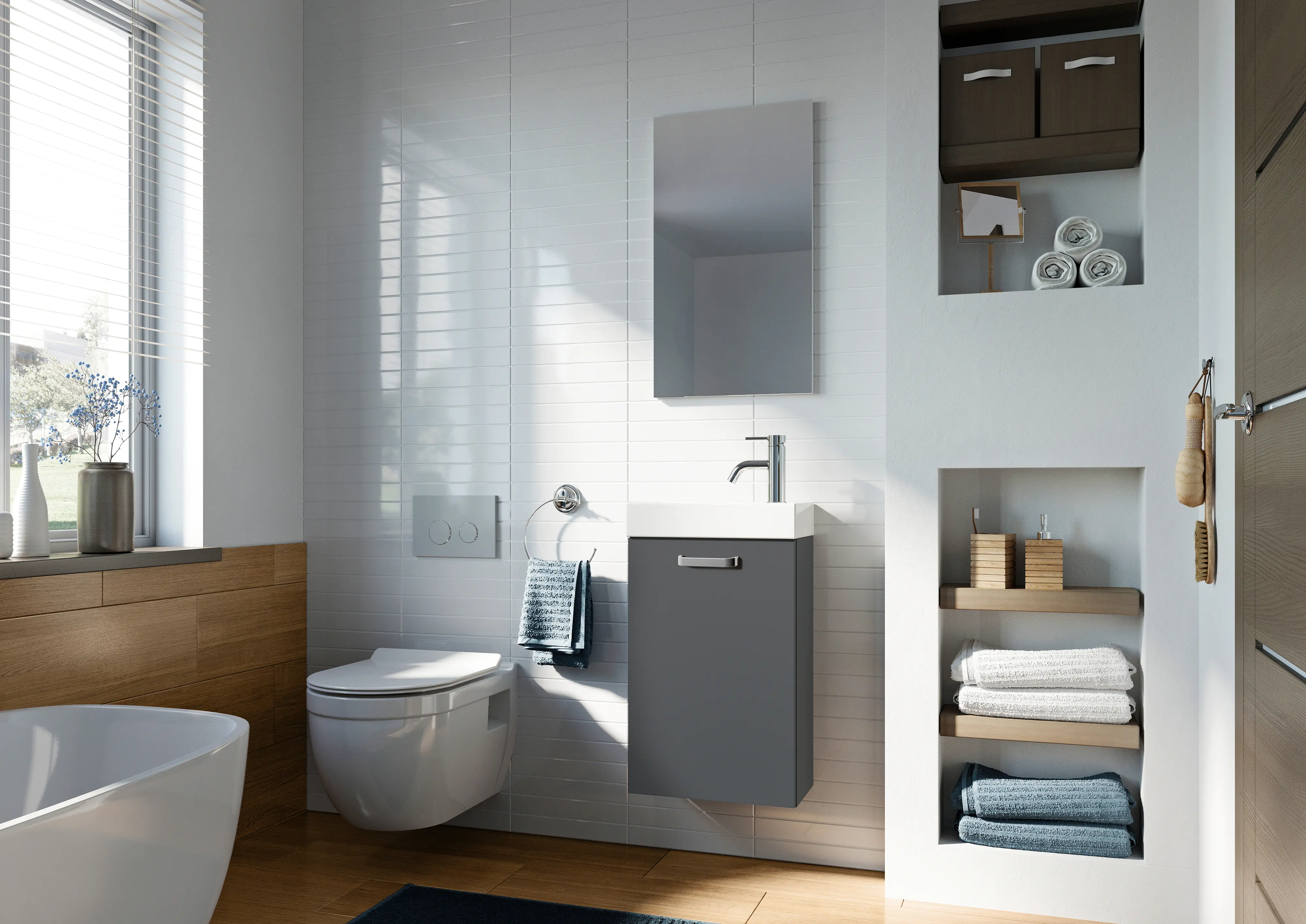 Gäste WC Gästewaschplatz Mainz anthrazit matt 40 cm 