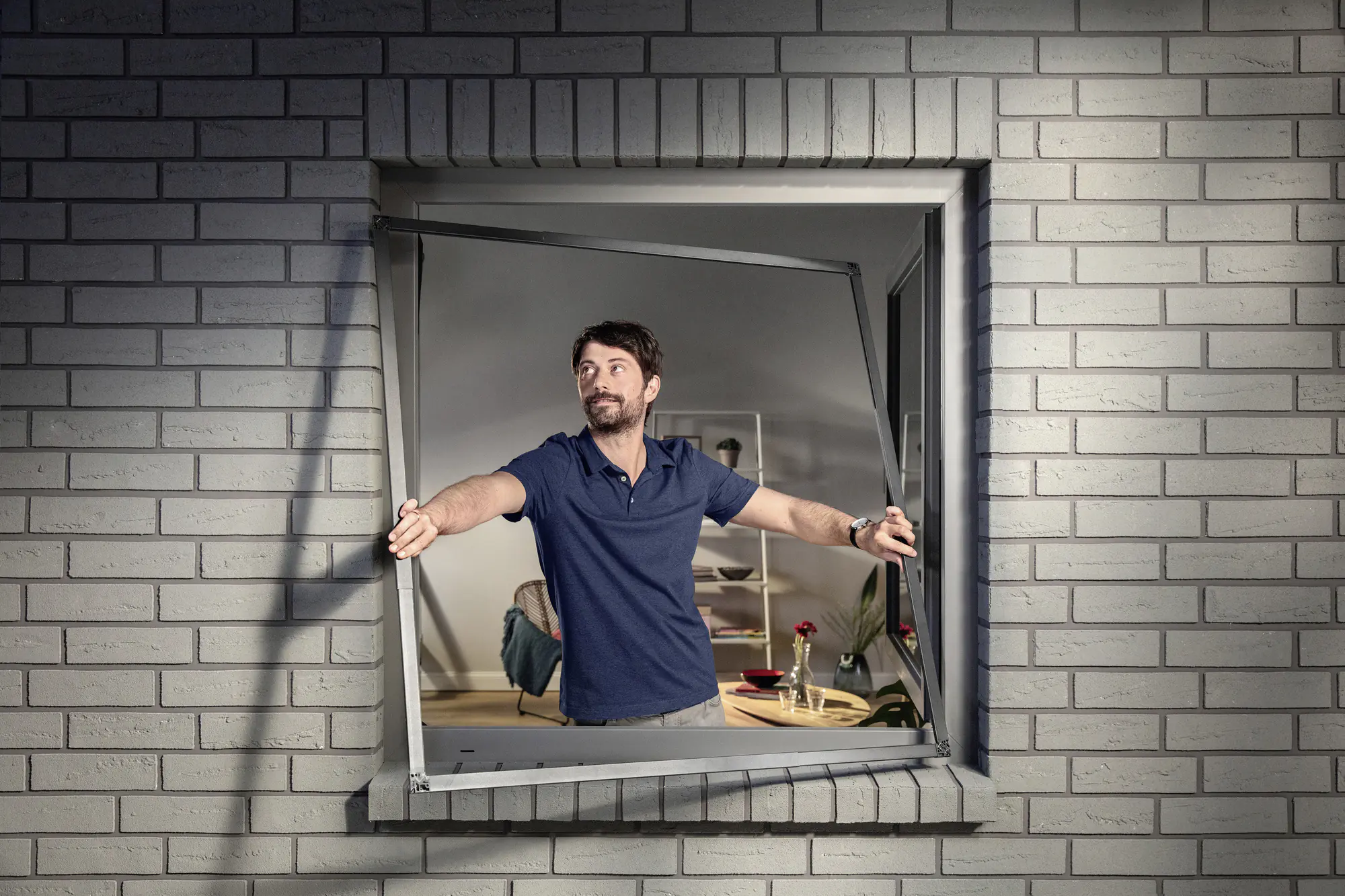 tesa Fliegenschutz-Fenster FALT 80 x 80 - 140 x 140 cm anthrazit/anthrazit