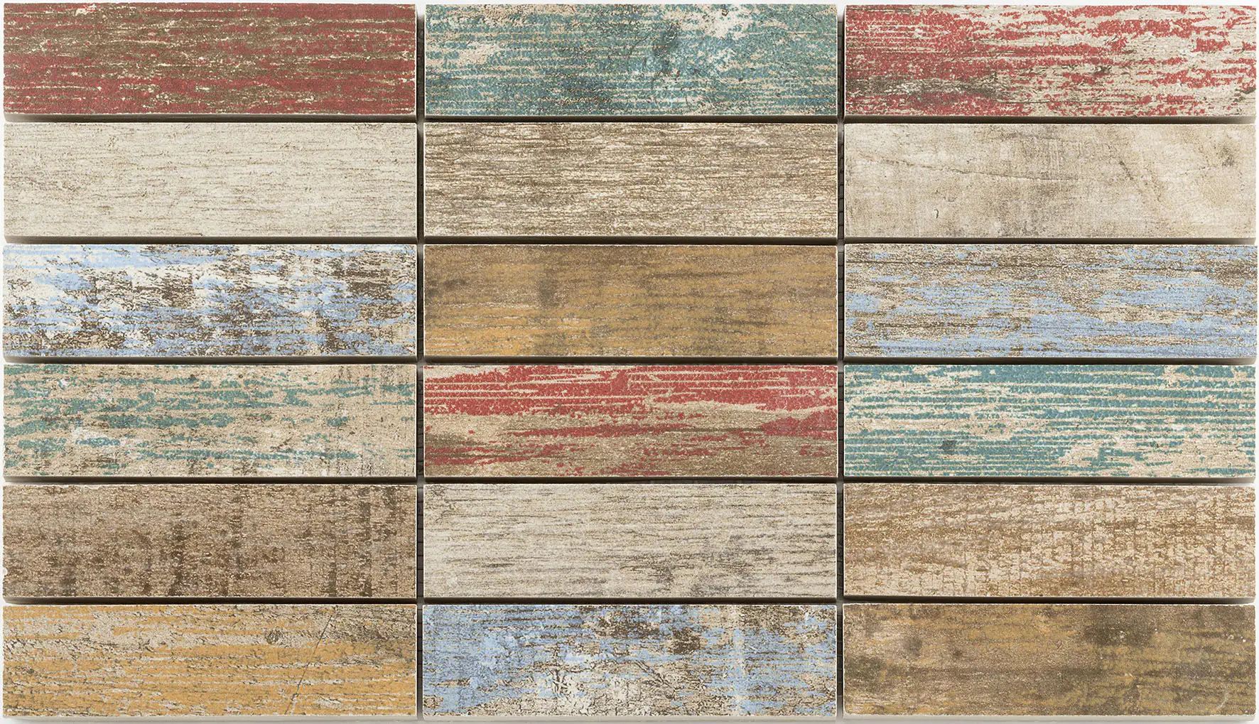 Mosaikfliese Woodstock 37 x 20 cm bunt Steinmaß: ca. 12,3 x 3,3 cm