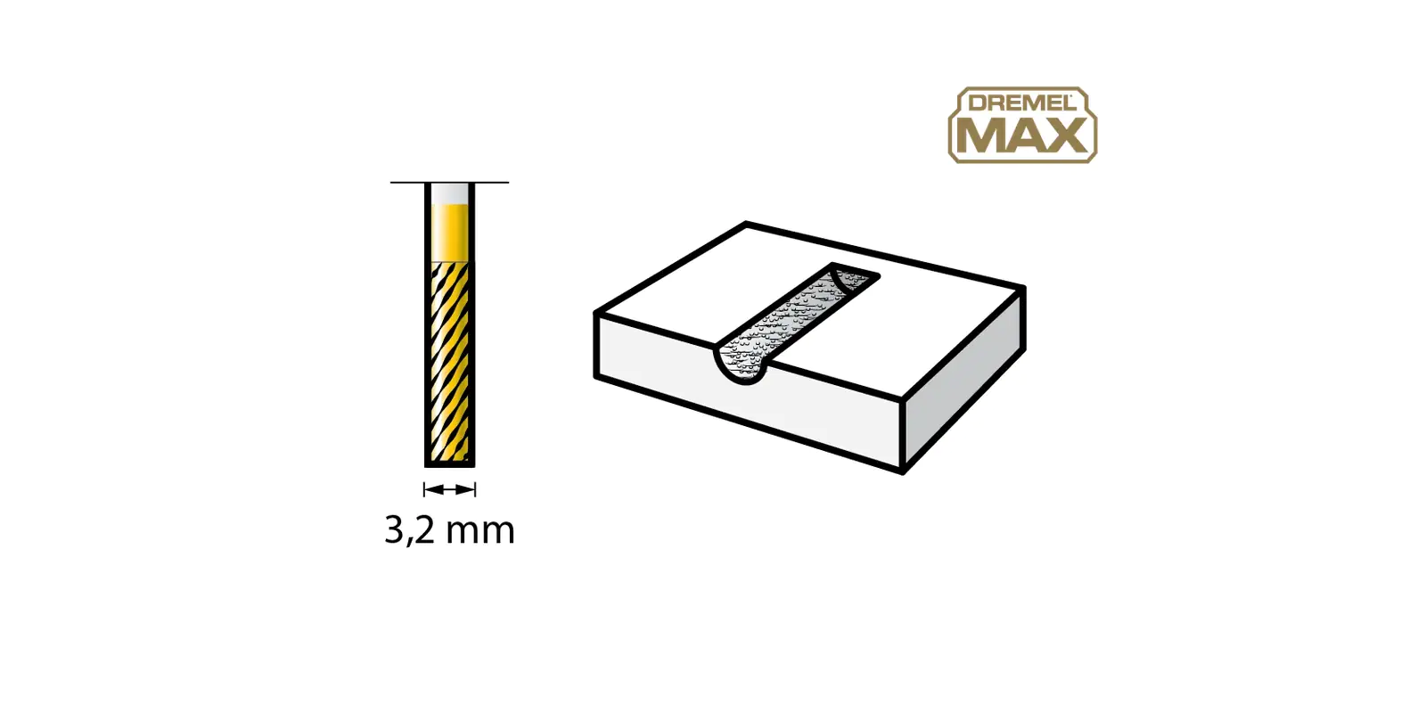 Dremel Max Wolframkarbid-Fräser zylindrisch Ø 3,2 mm 9901DM  Dremel Max Wolframkarbid-Fräser zylindrisch Ø 3,2 mm 9901DM
