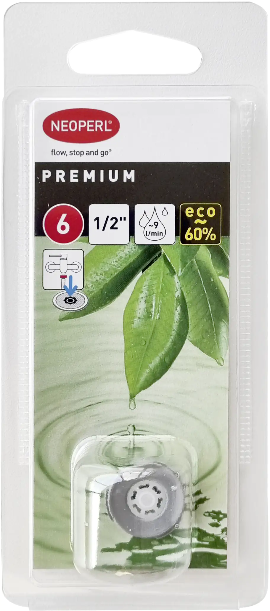 NEOPERL® Wassersparer für Dusche, nature / PCW-01, 1/2", ~ 9 L/MIN MAX 1/2"