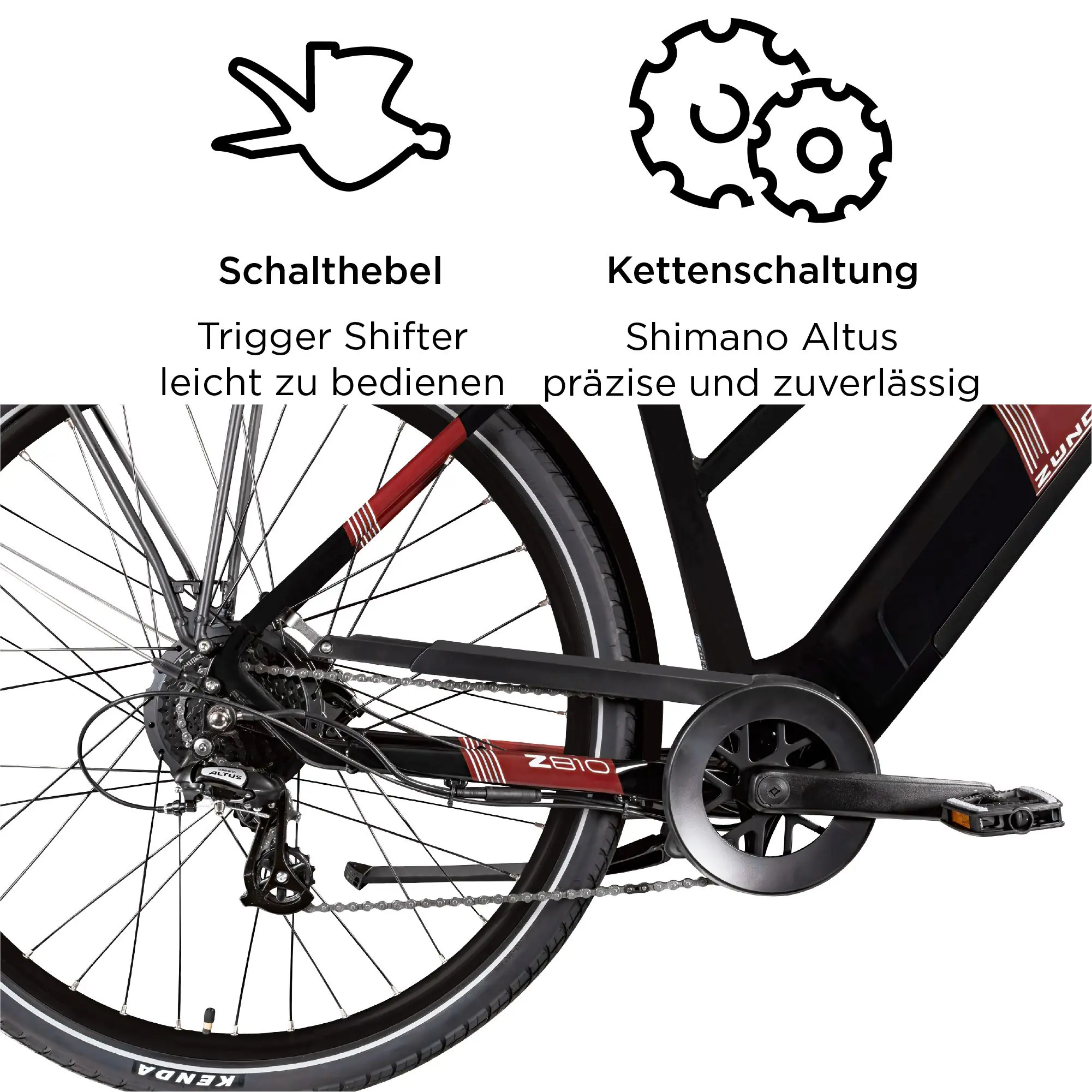 Zündapp E-Bike Z810 Trekking 28 Zoll 8-Gang 550 Wh schwarz rot 