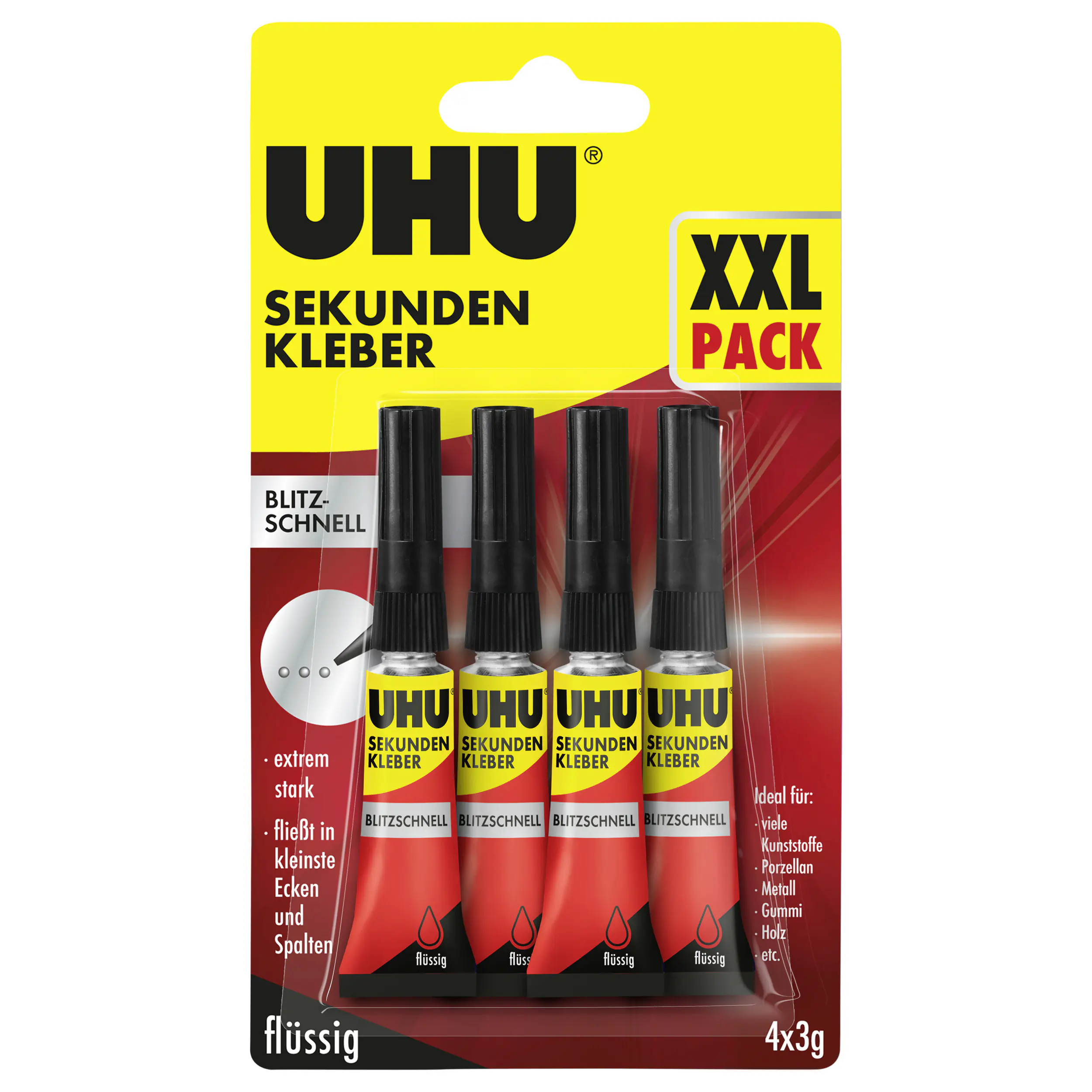 UHU Sekundenkleber blitzschnell 4 x 3 g flüssig