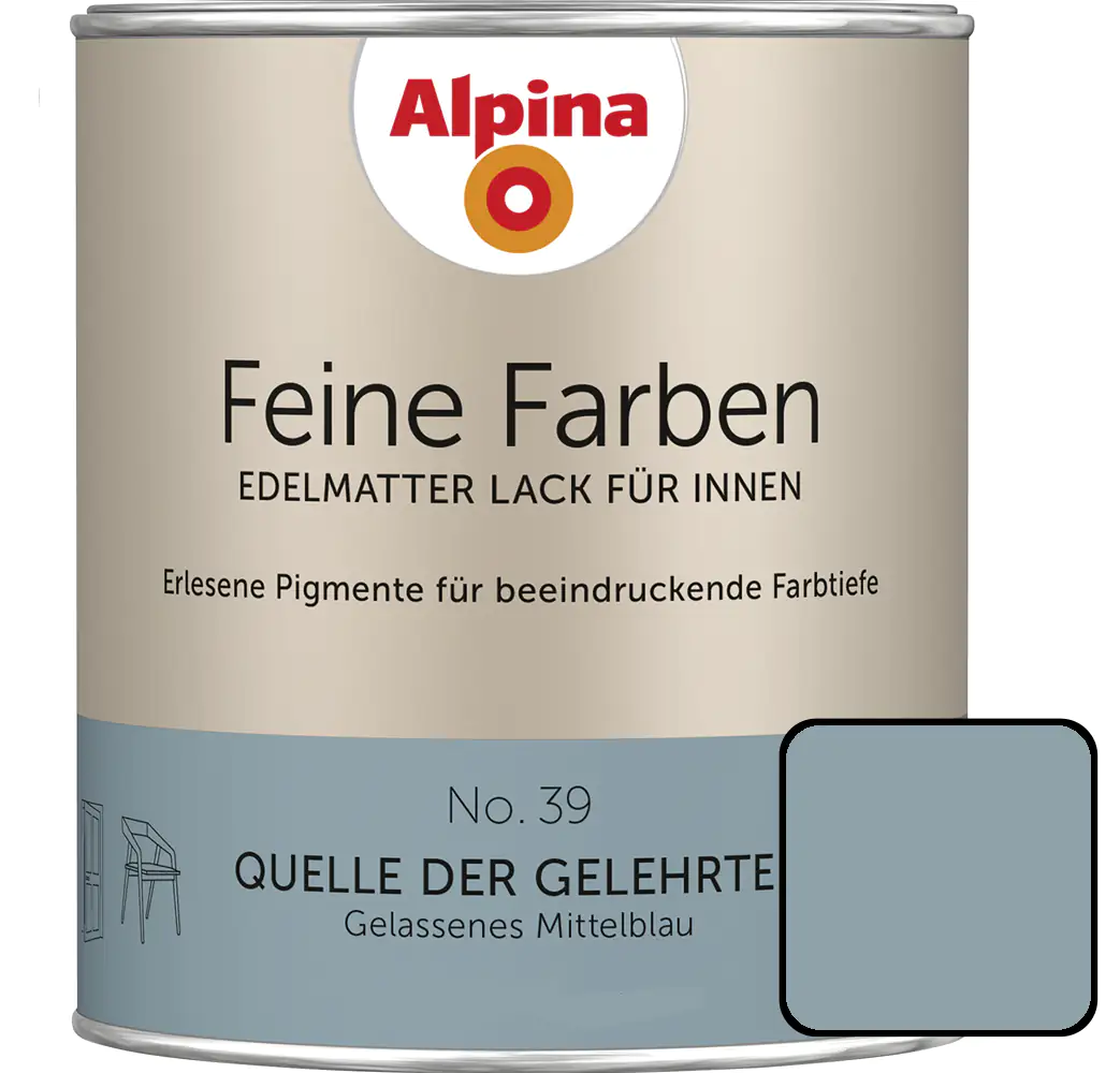 Alpina Feine Farben Lack No. 39 Quelle der Gelehrten  mittelblau edelmatt 750 ml Alpina Feine Farben Lack No. 39 Quelle der Gelehrten  mittelblau edelmatt 750 ml