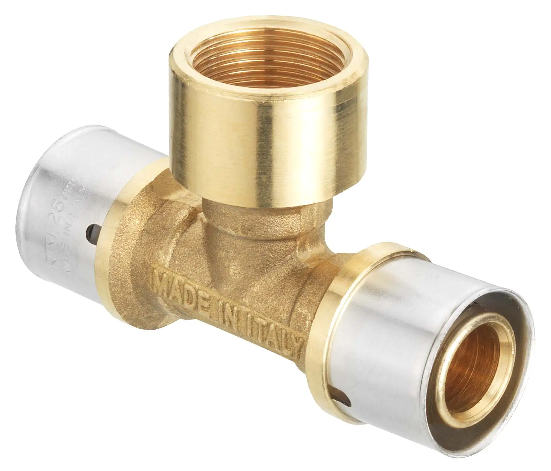 Cornat Press-T-Stück komplett Messing/Edelstahl, ø 20 mm, 1/2" IG