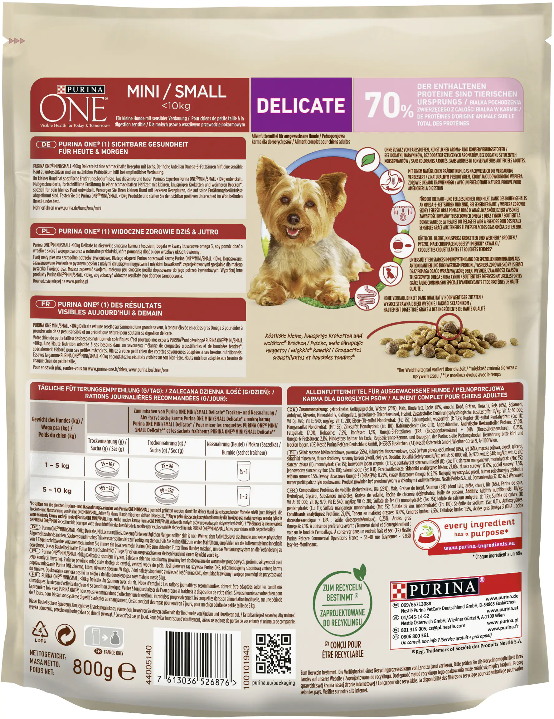 PURINA ONE MINI Delicate Lachs Trocken 800 g PURINA ONE MINI Delicate Lachs Trocken 800 g