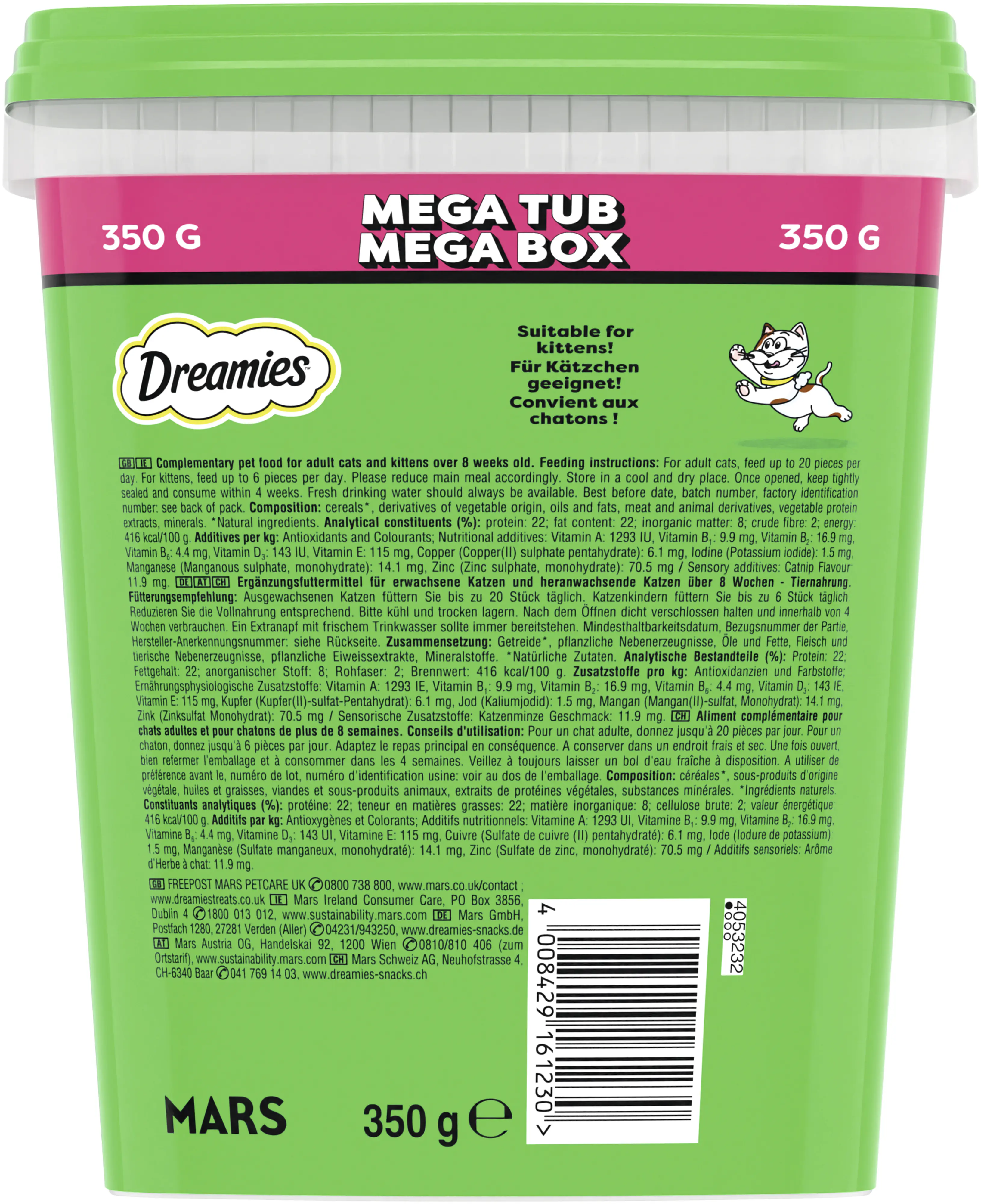 Dreamies Katzen Leckerli 350 g Box Katzenminze