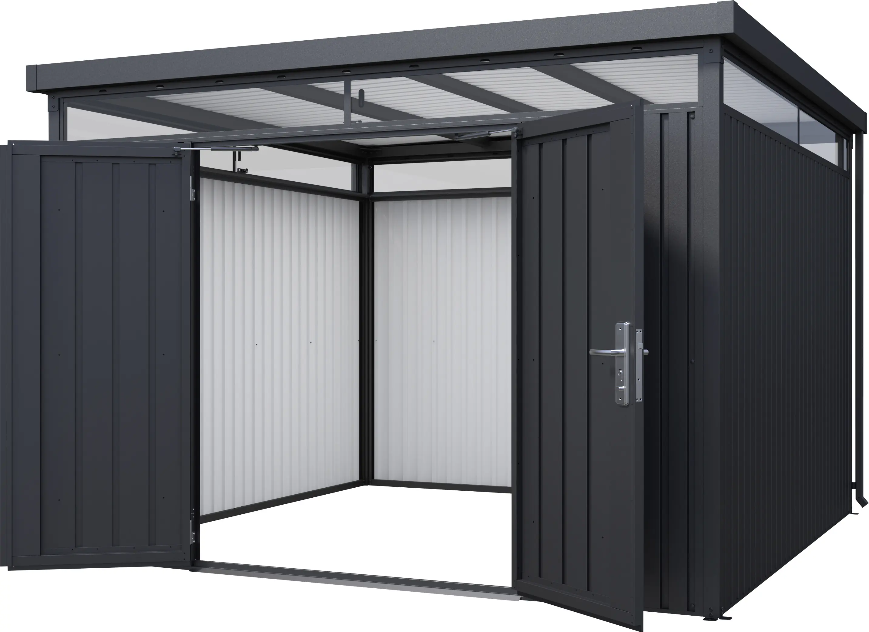 Floraworld Gerätehaus Premium Q7,5 FirstLine schwarz-mettalic 274 x 274 x 218 cm