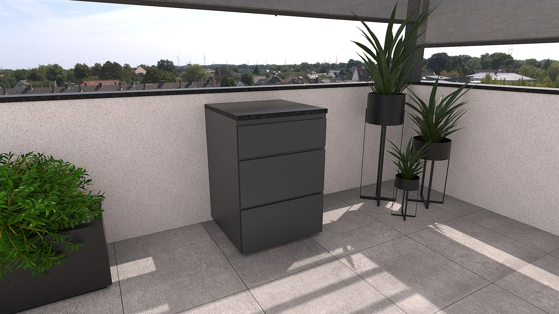 Bellano Living Eck Element für Outdoorküchen inkl. 3 Schubladen anthrazit granit Bellano Living Eck Element für Outdoorküchen inkl. 3 Schubladen anthrazit granit