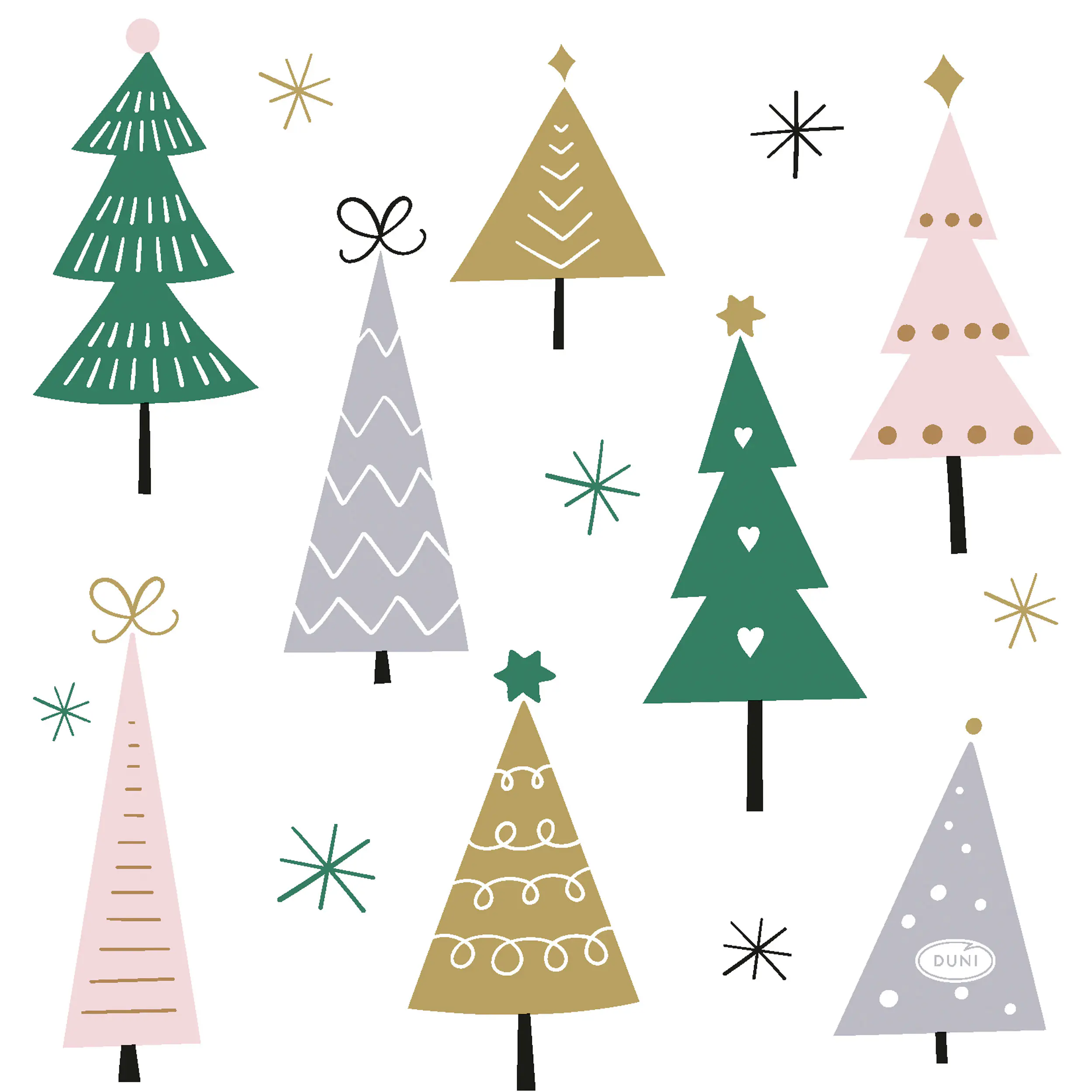 Duni Servietten Noel Trees multi 33 x 33 cm - 20er Pack