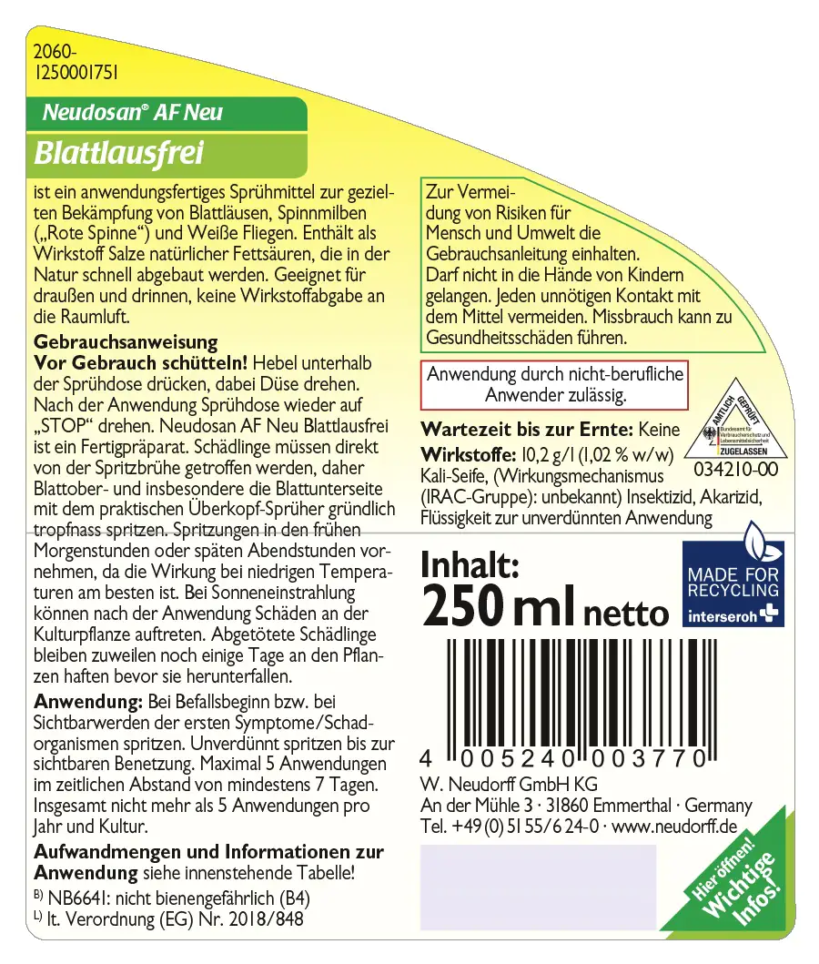 Neudosan AF Neu Blattlausfrei 250 ml