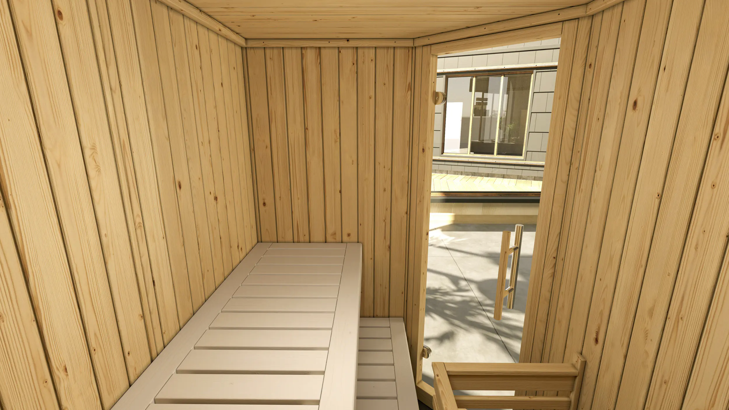 Weka Element-Ecksauna Varberg 1 mit Glastür