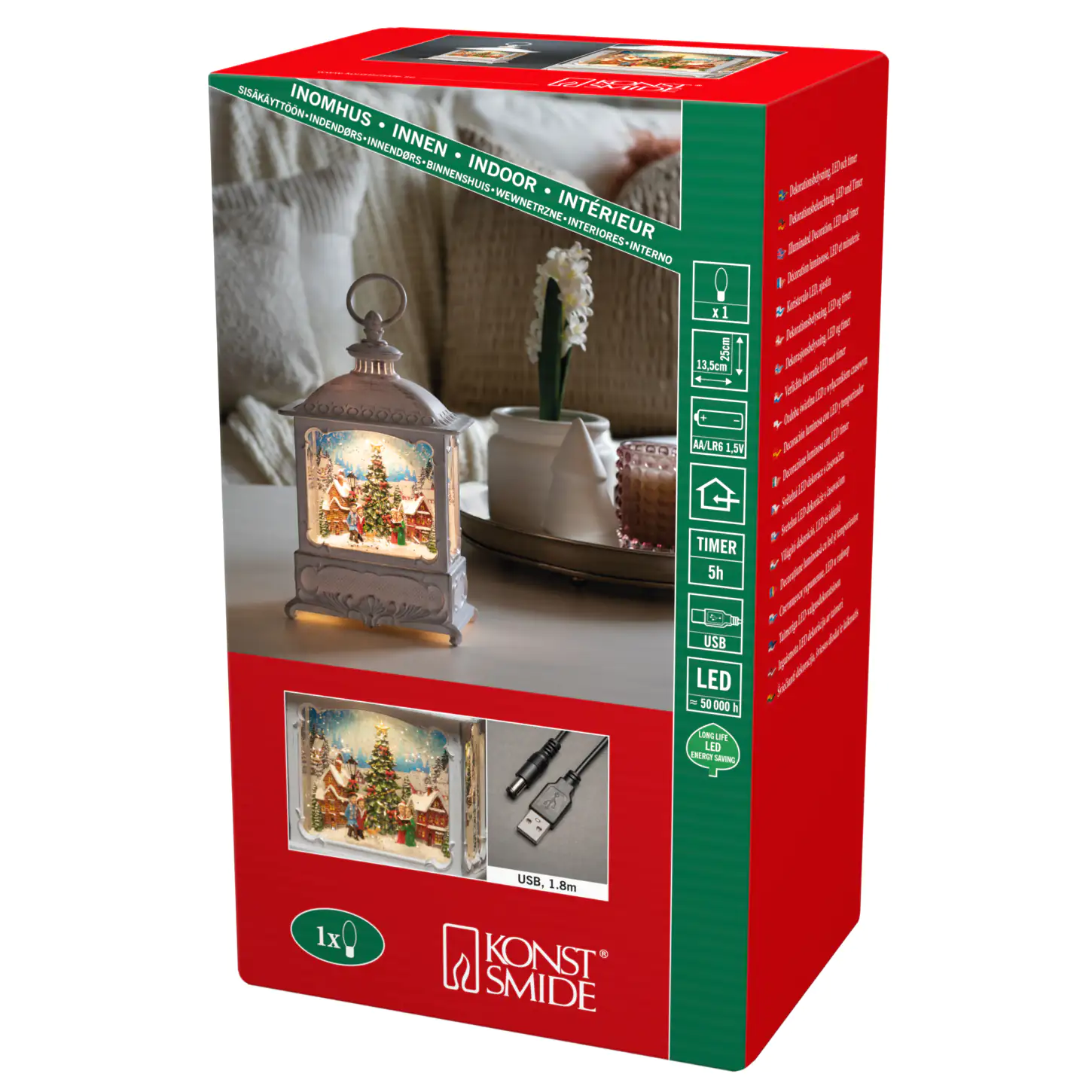 7318304270207_1 Konstsmide LED Wasserlaterne weiß Weihnachtsmarkt 13,5cm x 8,5cm x 25cm