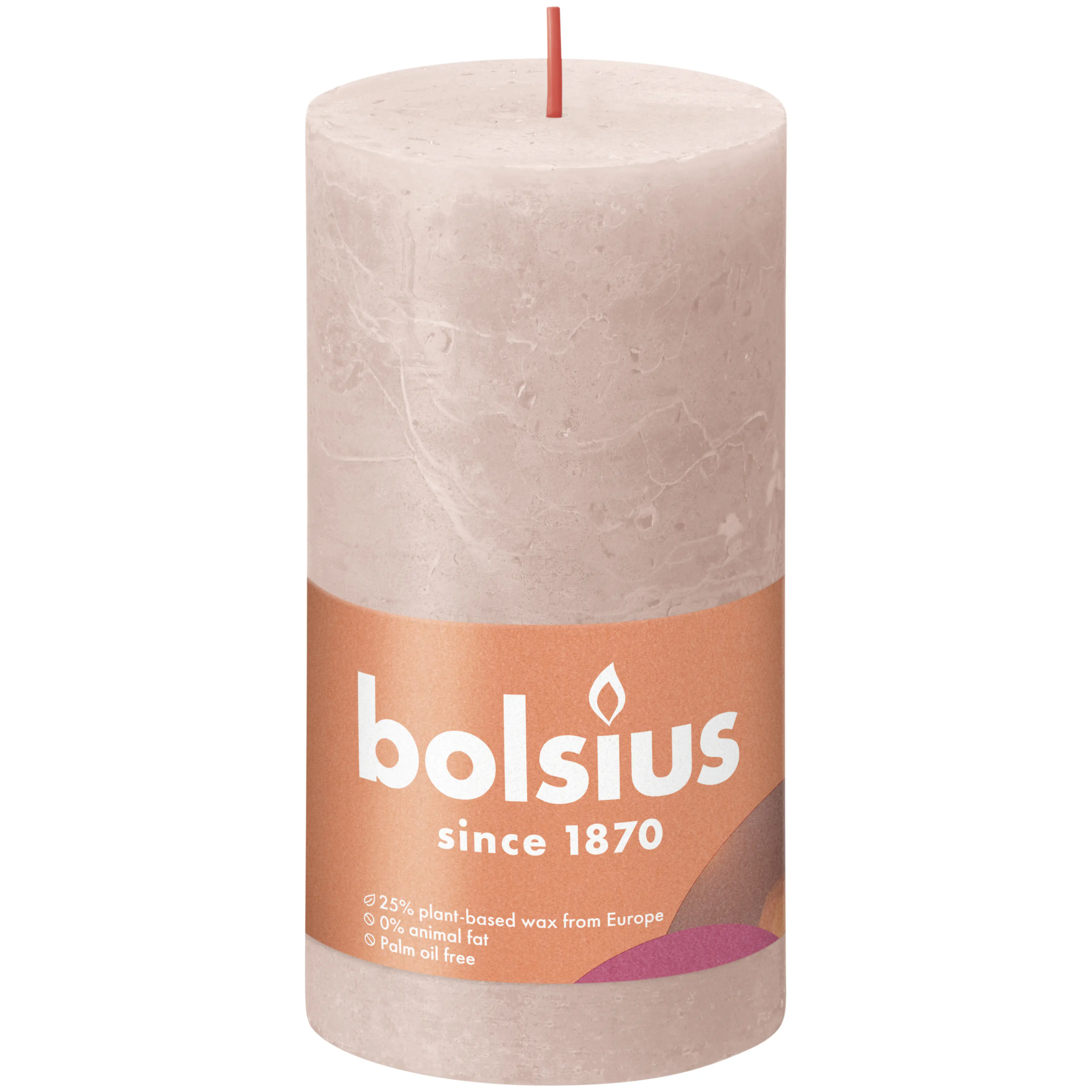 Bolsius Rustik Stumpenkerze nebliges rosa, Höhe: 13 cm, Ø 6,8 cm