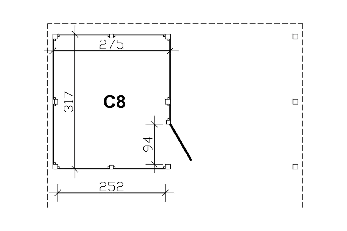 SKAN HOLZ Abstellraum C8 275x317cm, Profilschalung, lasiert in Nussbaum