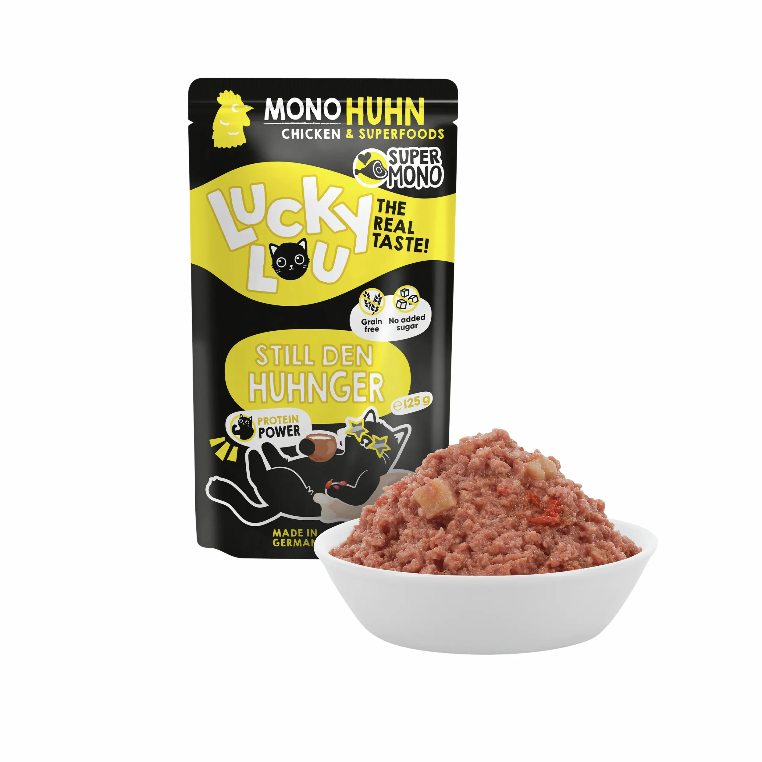 Lucky Lou SuperMono Katzennassfutter Adult getreidefrei 125 g Huhn