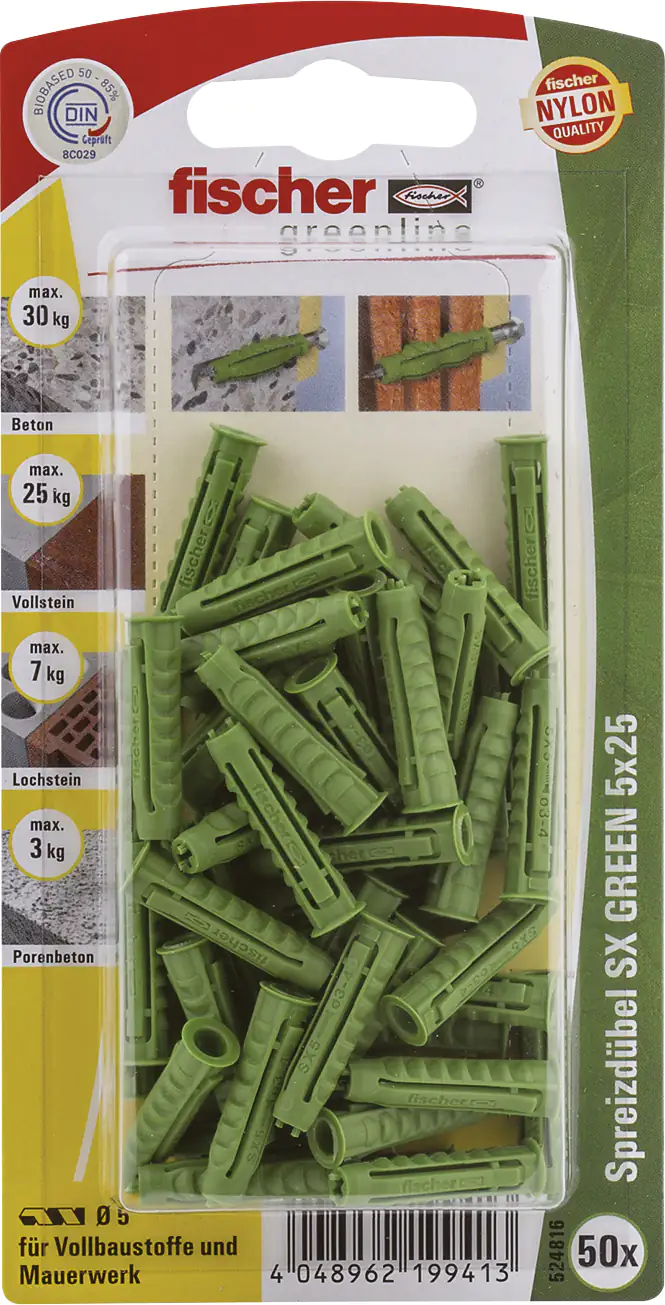 Fischer Spreizdübel SX green 5.0 x 25 mm - 50 Stück